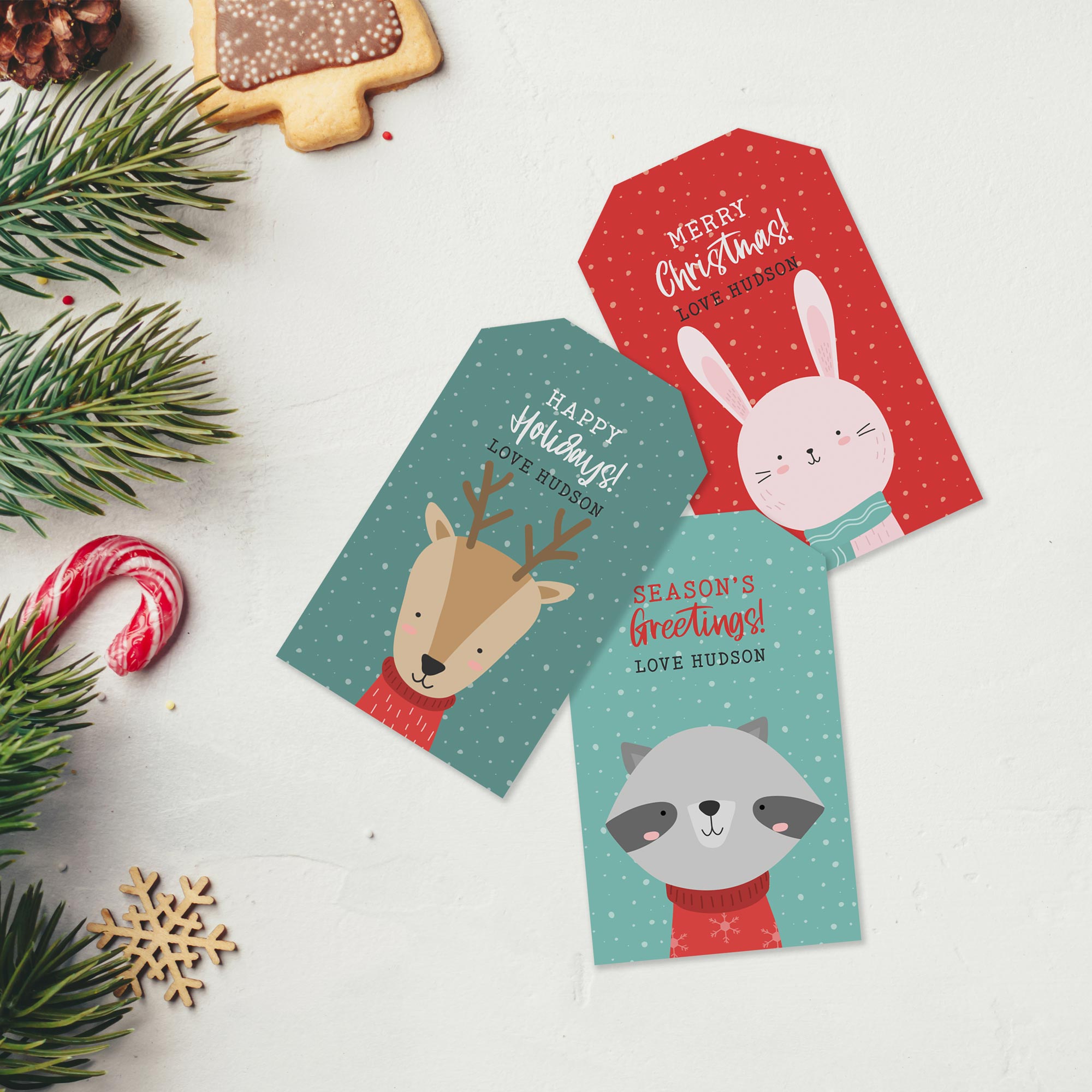 Cuter Winter Christmas Animal GIFT TAG Deer BUNDLE design preview