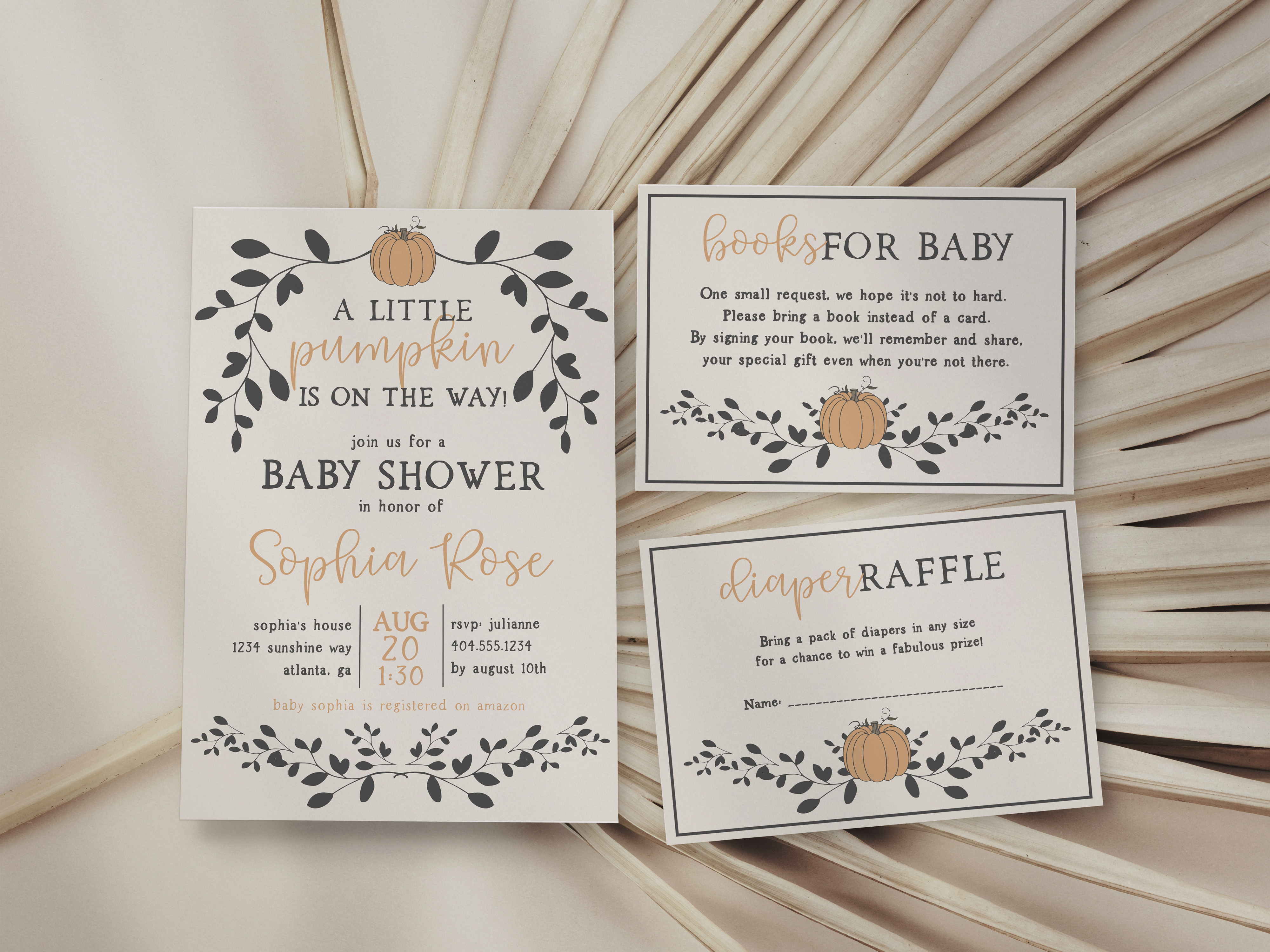 little pumpkin - baby shower invite design preview
