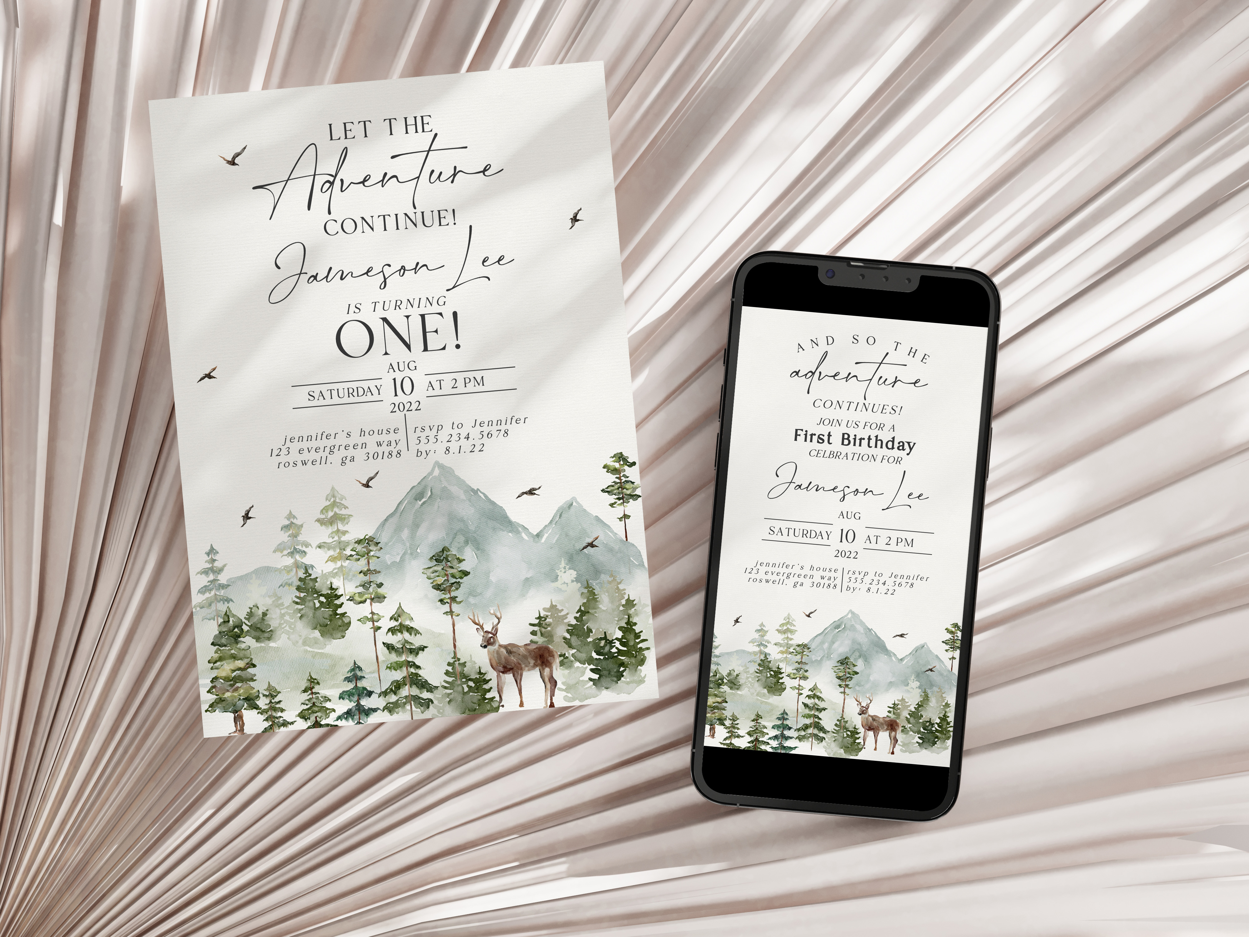 forest - birthday invite design preview
