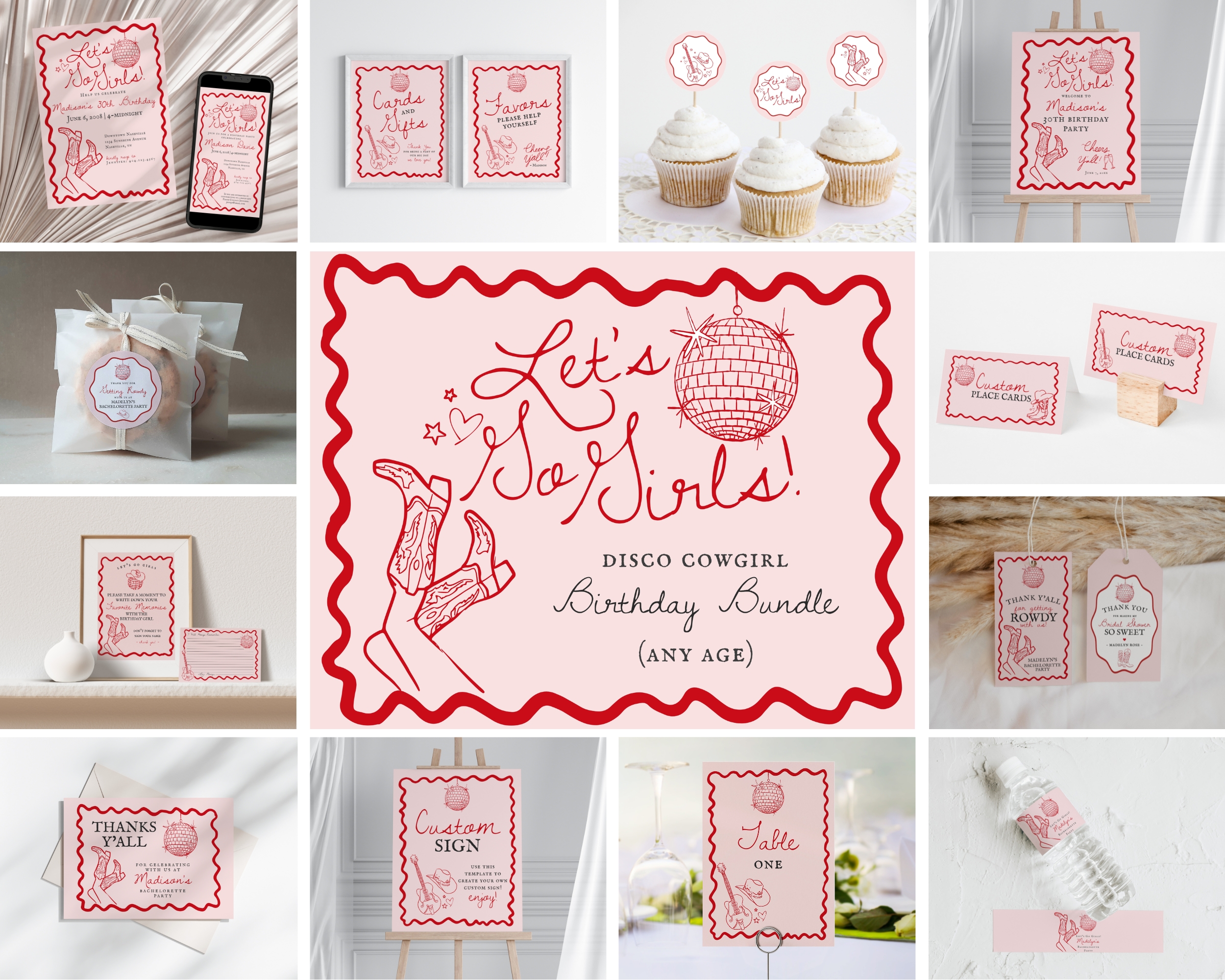 disco cowgirl - birthday bundle design preview