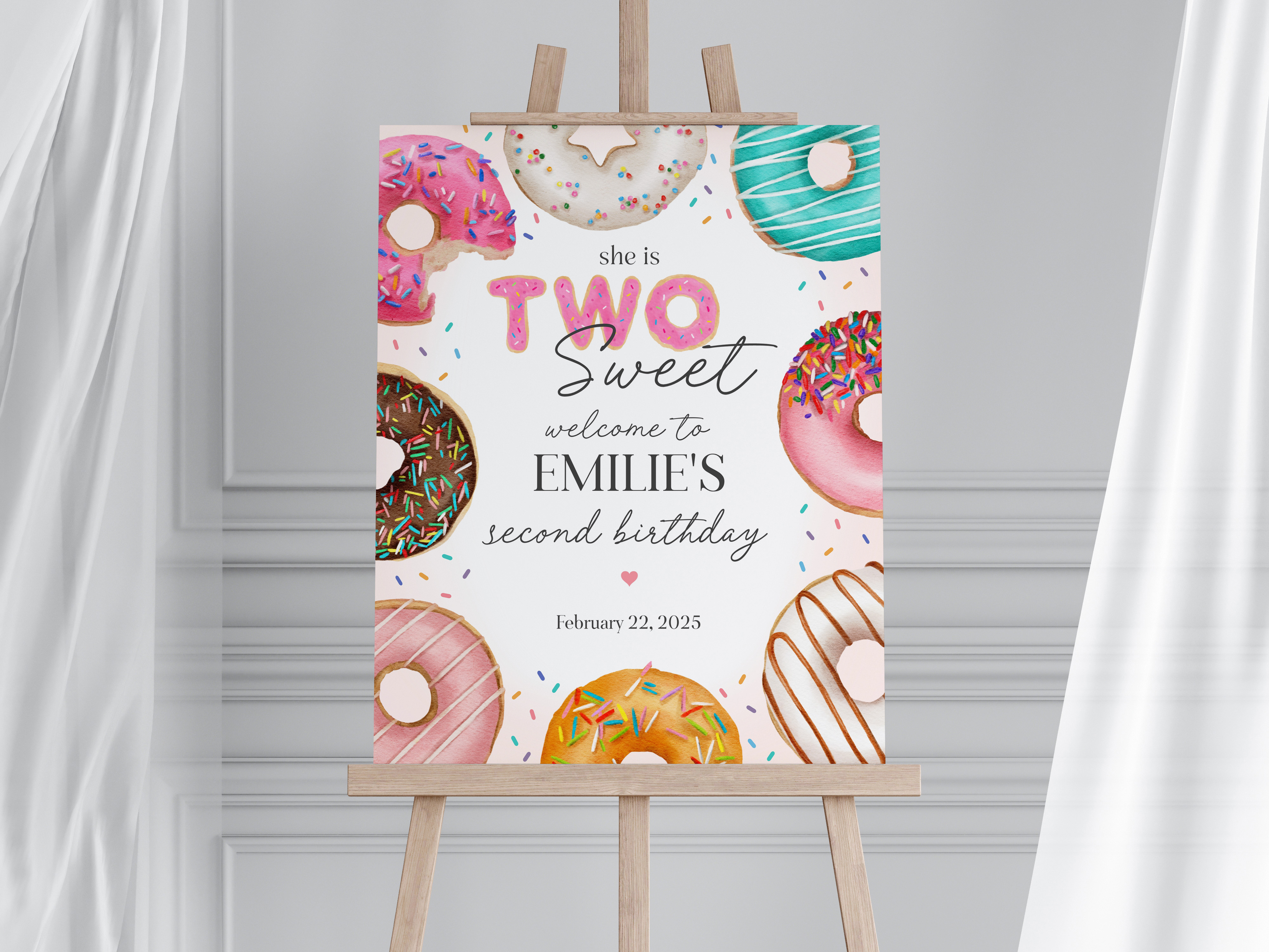 donut - second birthday welcome sign design preview