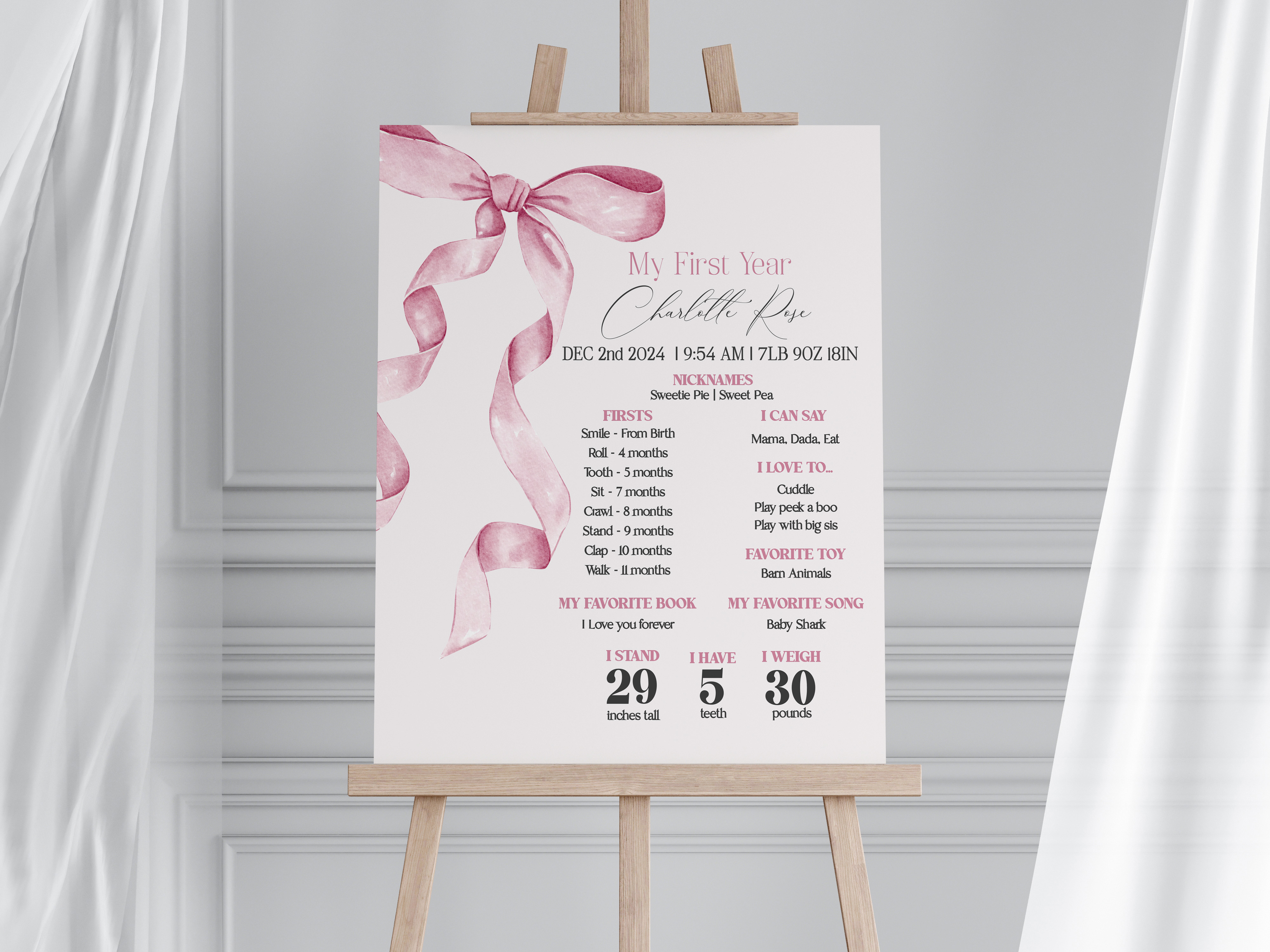 pink bow - my first year design preview