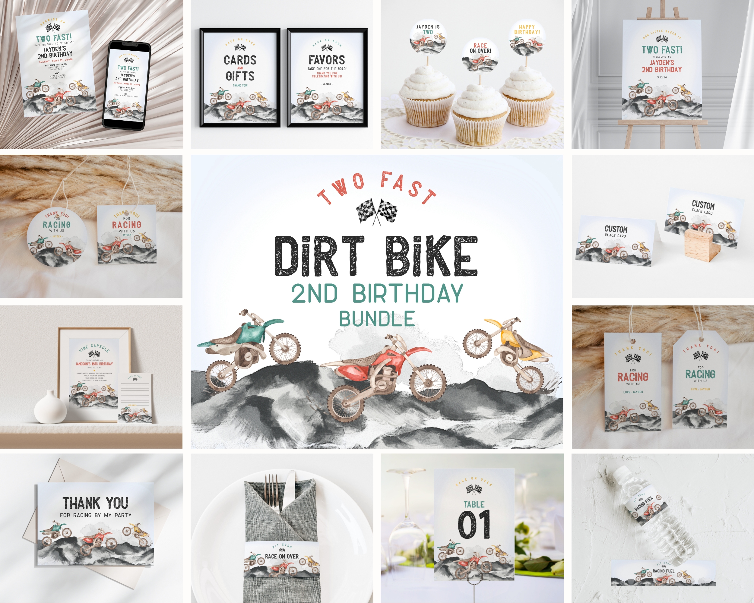 dirt bike - second birthday bundle design preview