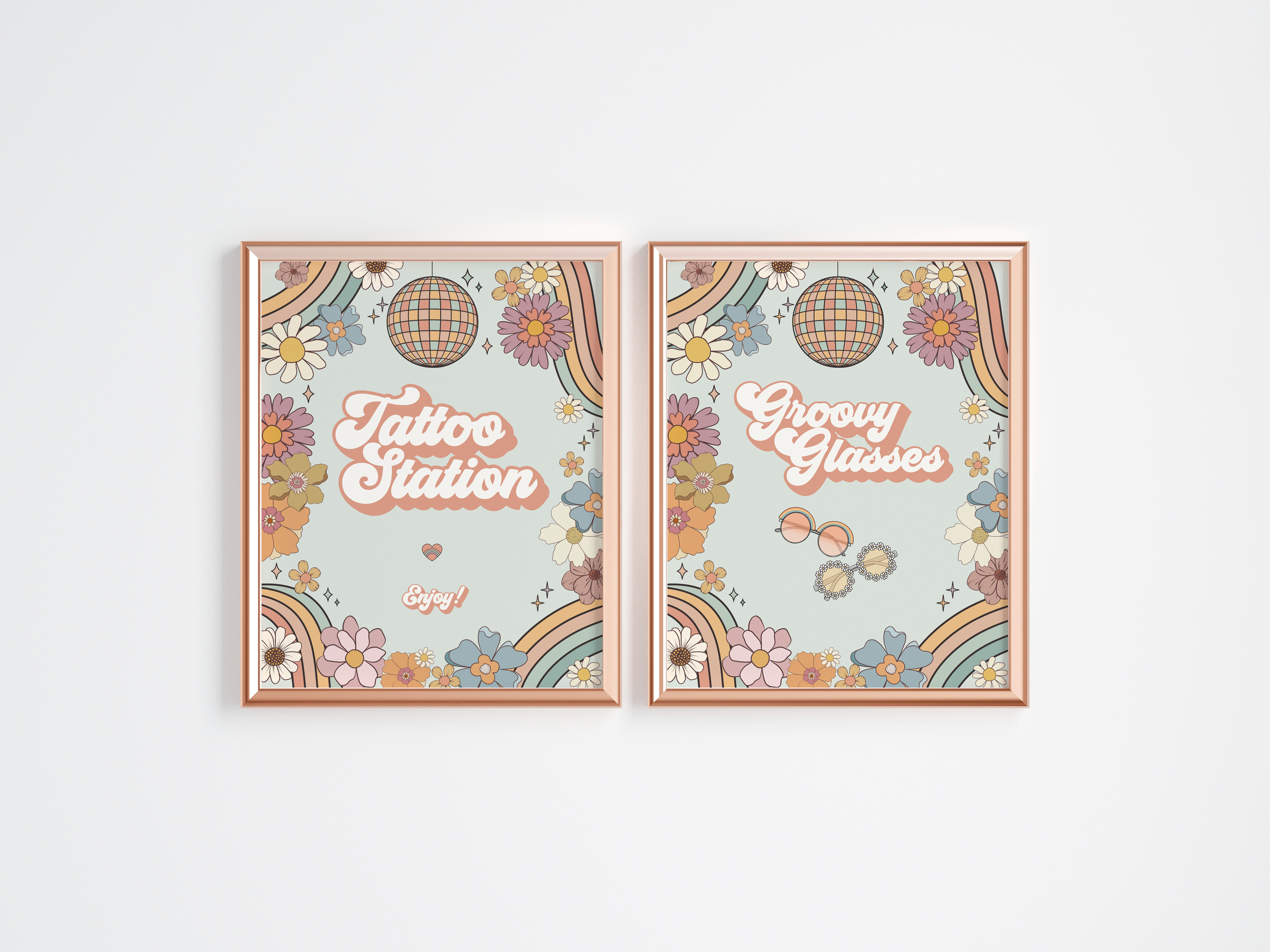 groovy floral - glasses and tattoo station design preview