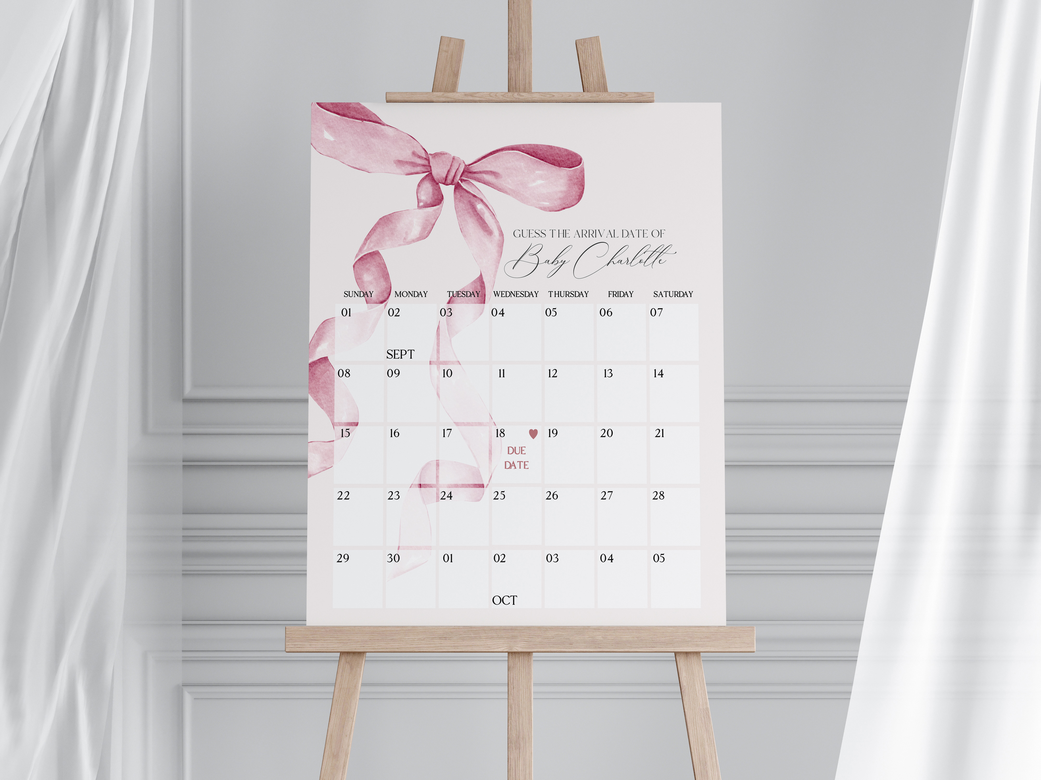 pink bow - guess the date design preview