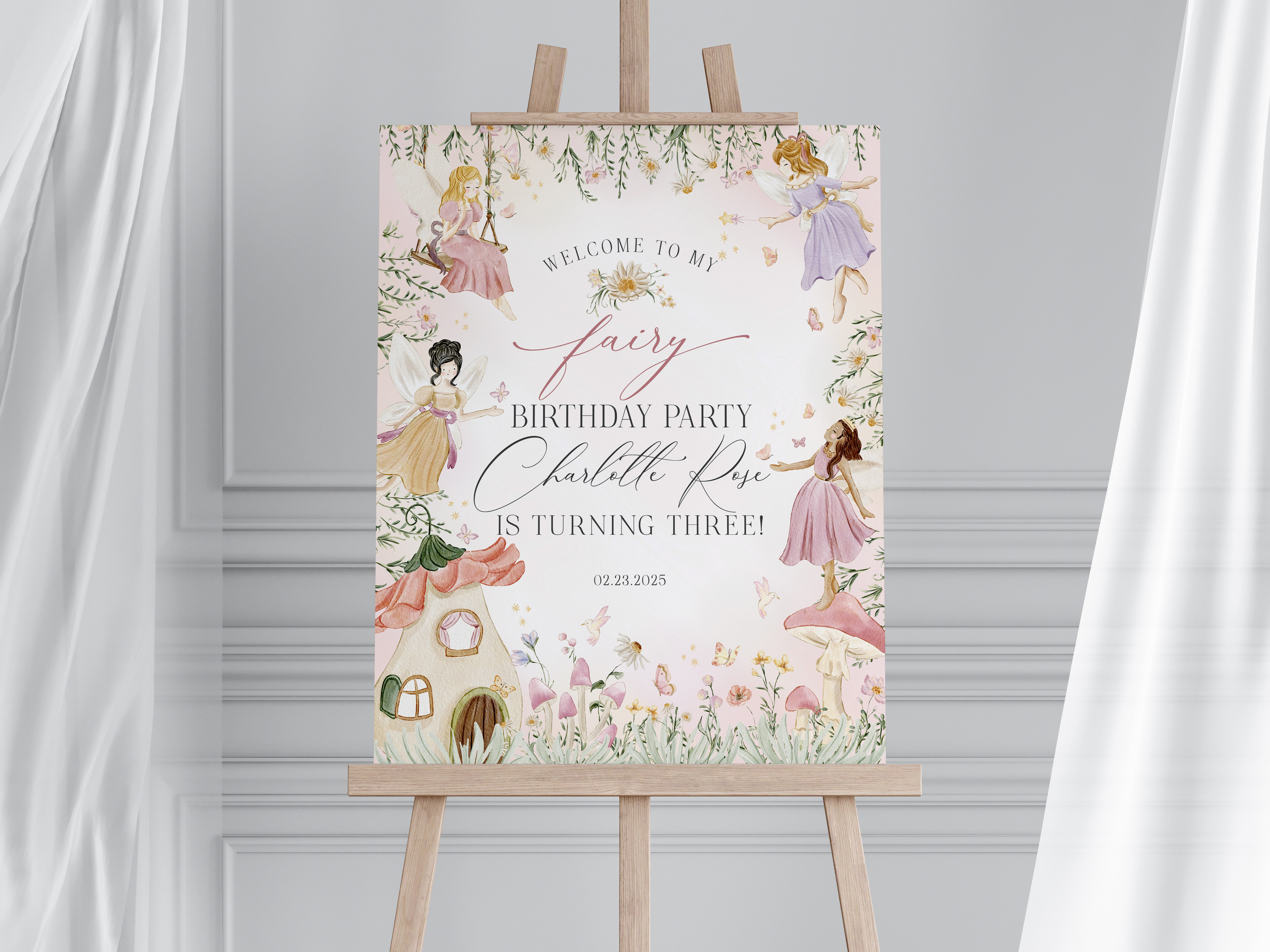 fairy - birthday welcome sign design preview