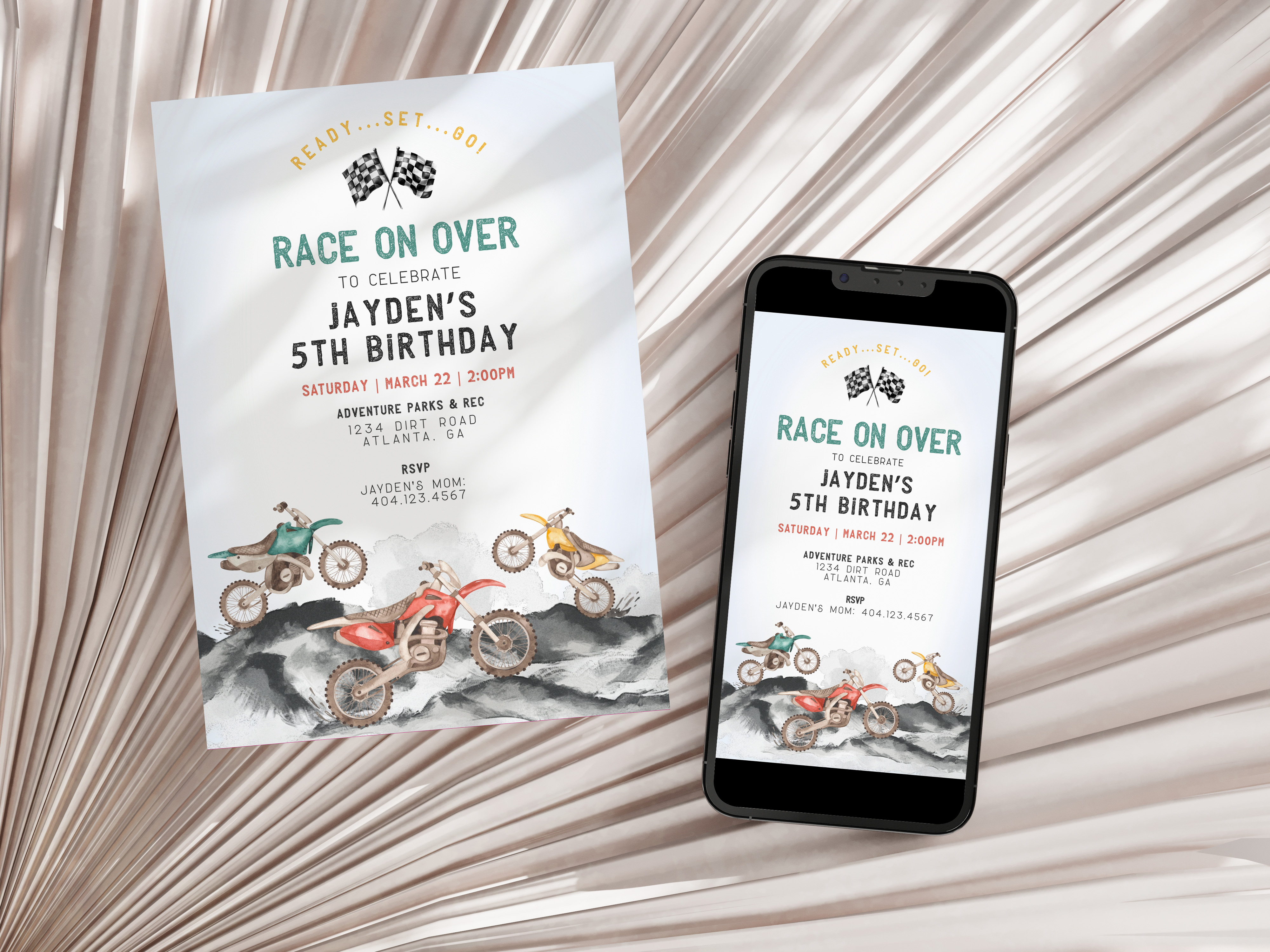 dirt bike - birthday invite design preview