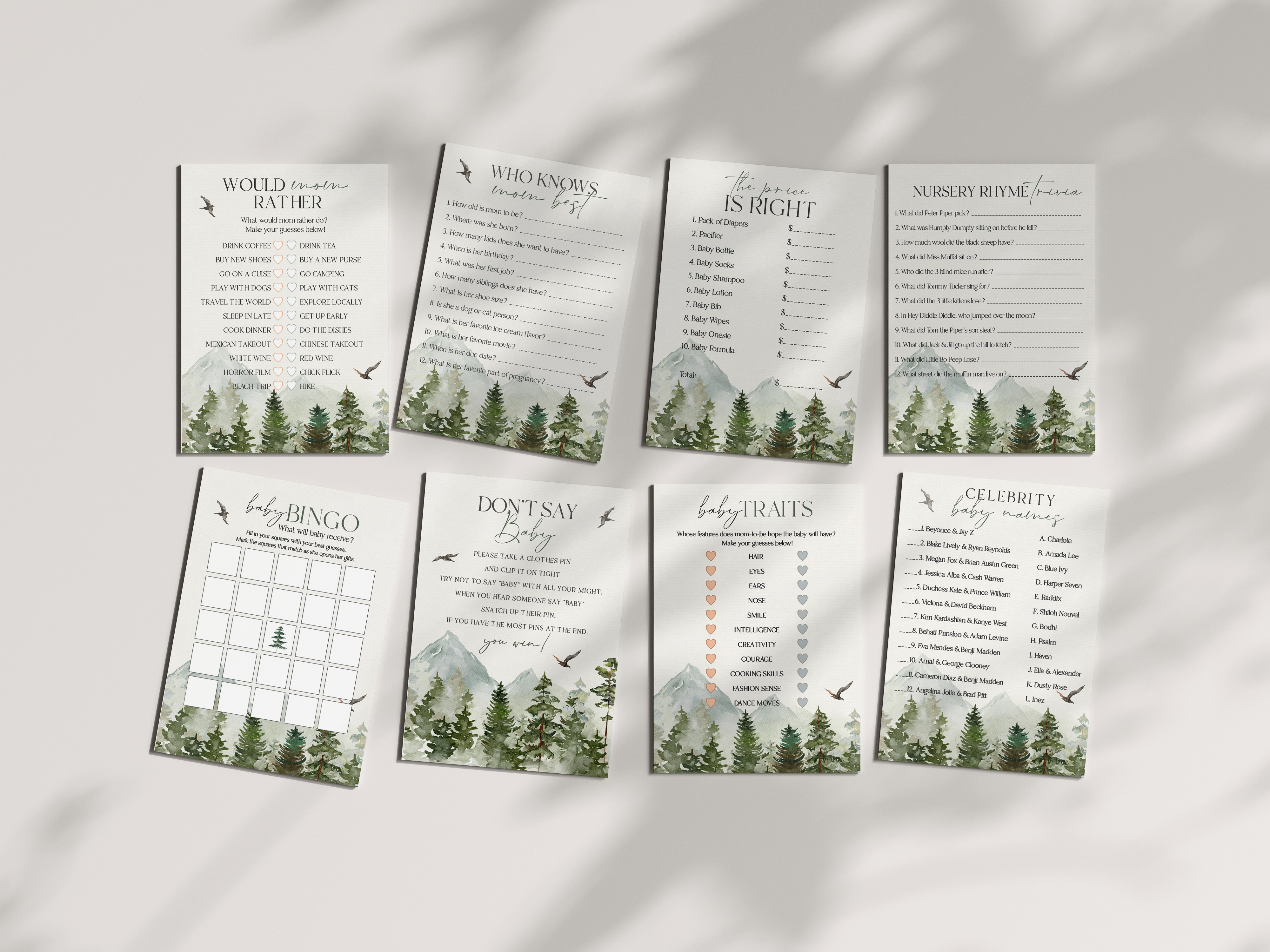 forest - baby shower games design preview