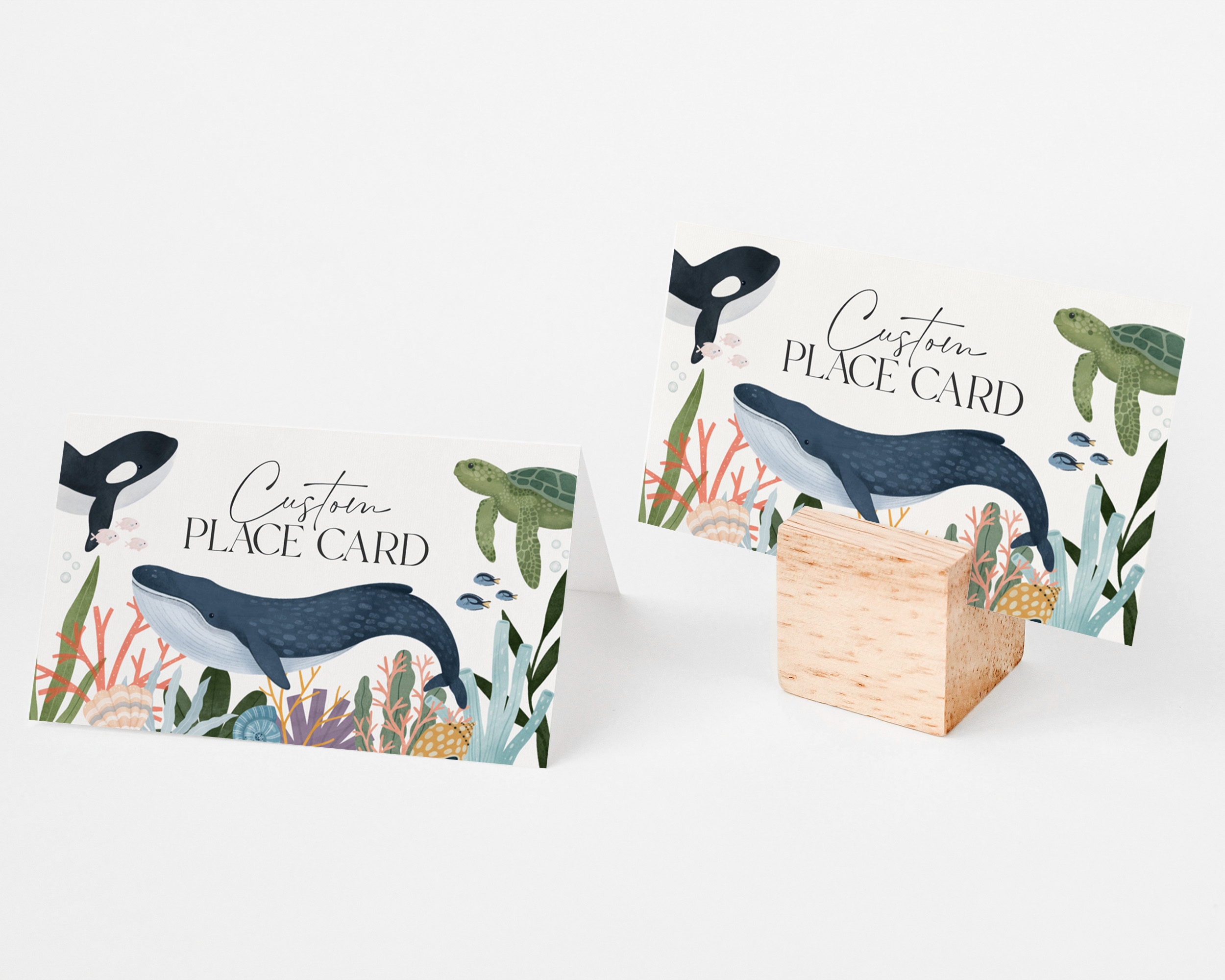 under the sea - place cards design preview