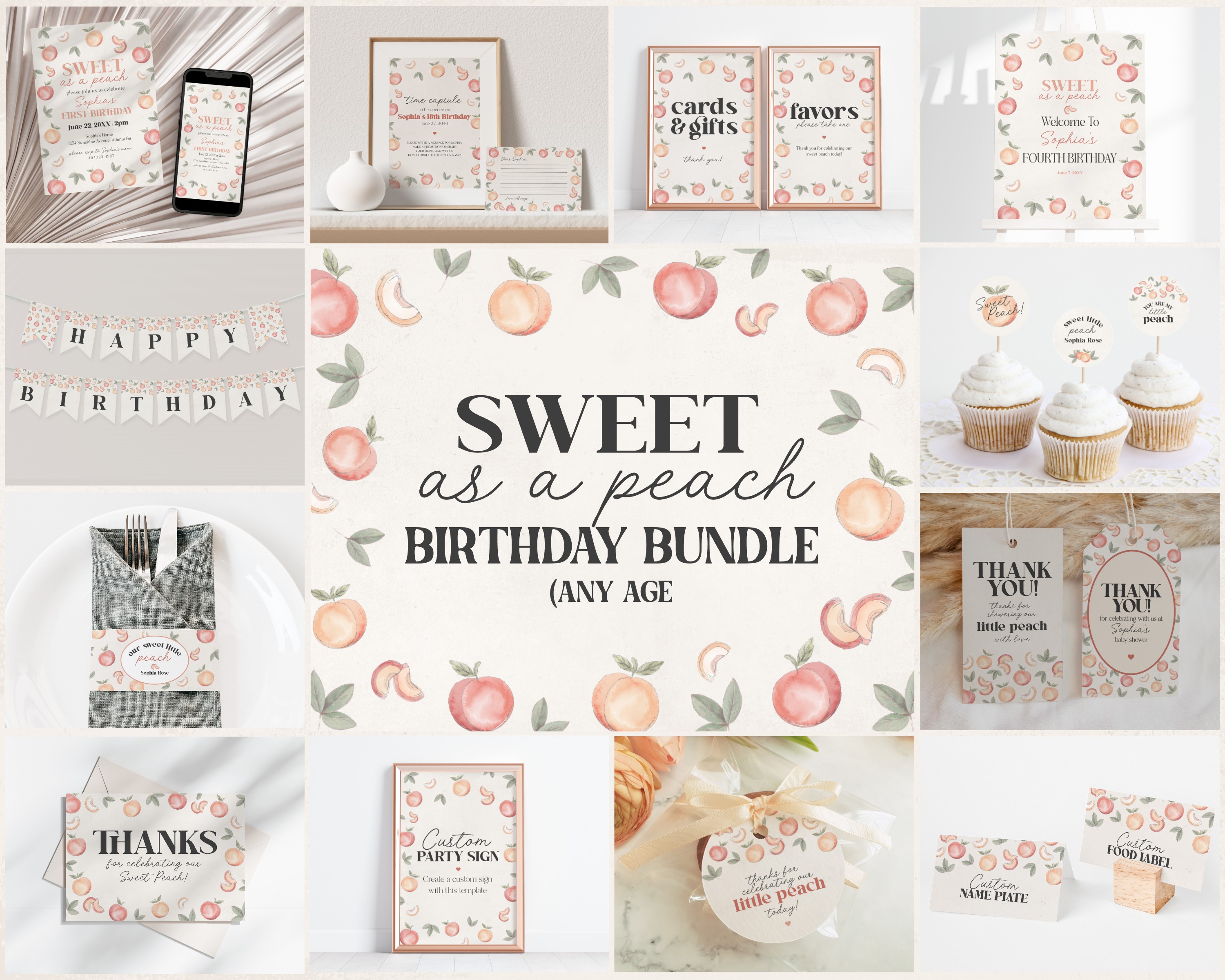 peach - birthday bundle design preview