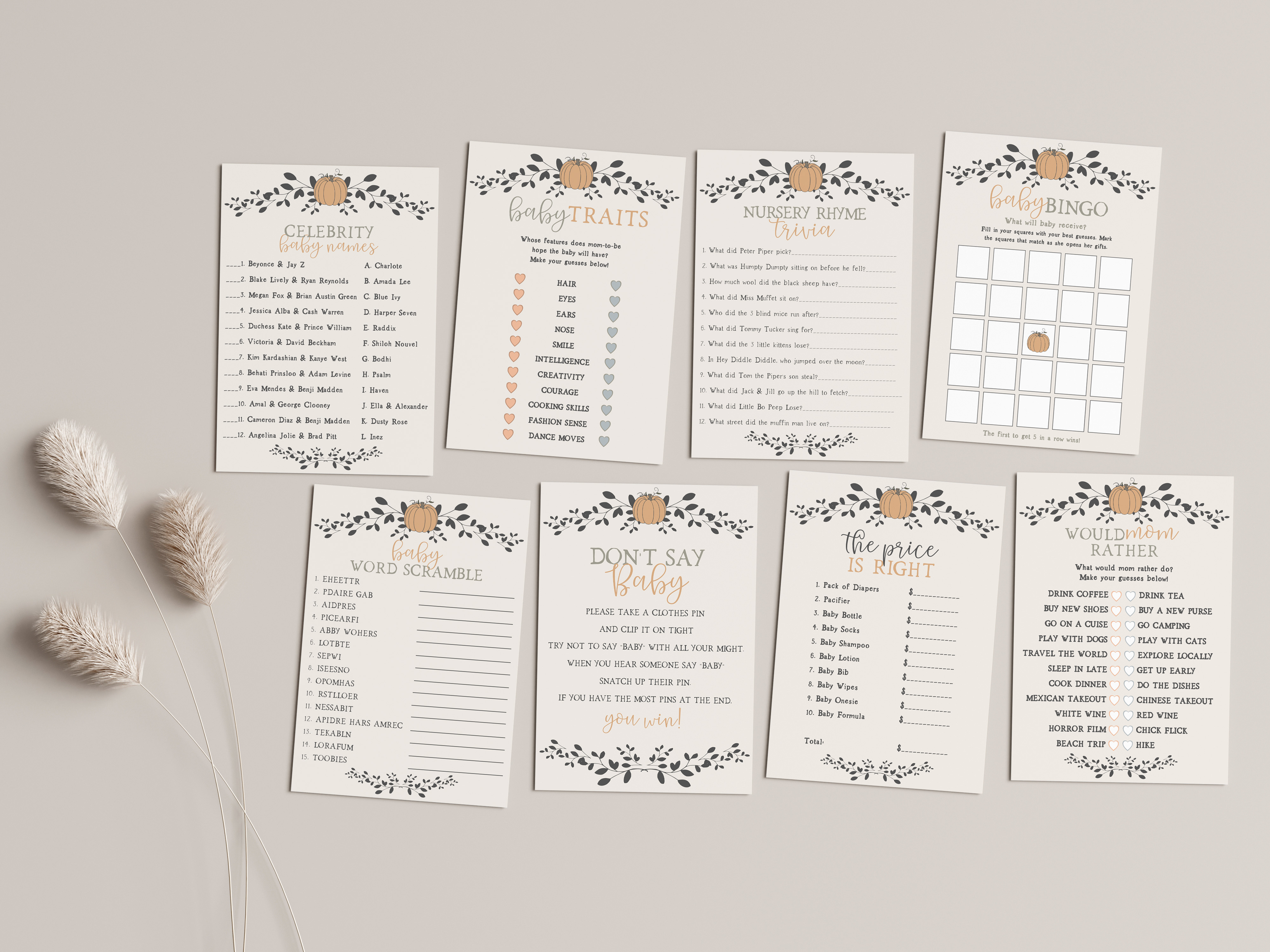 little pumpkin - baby shower games design preview