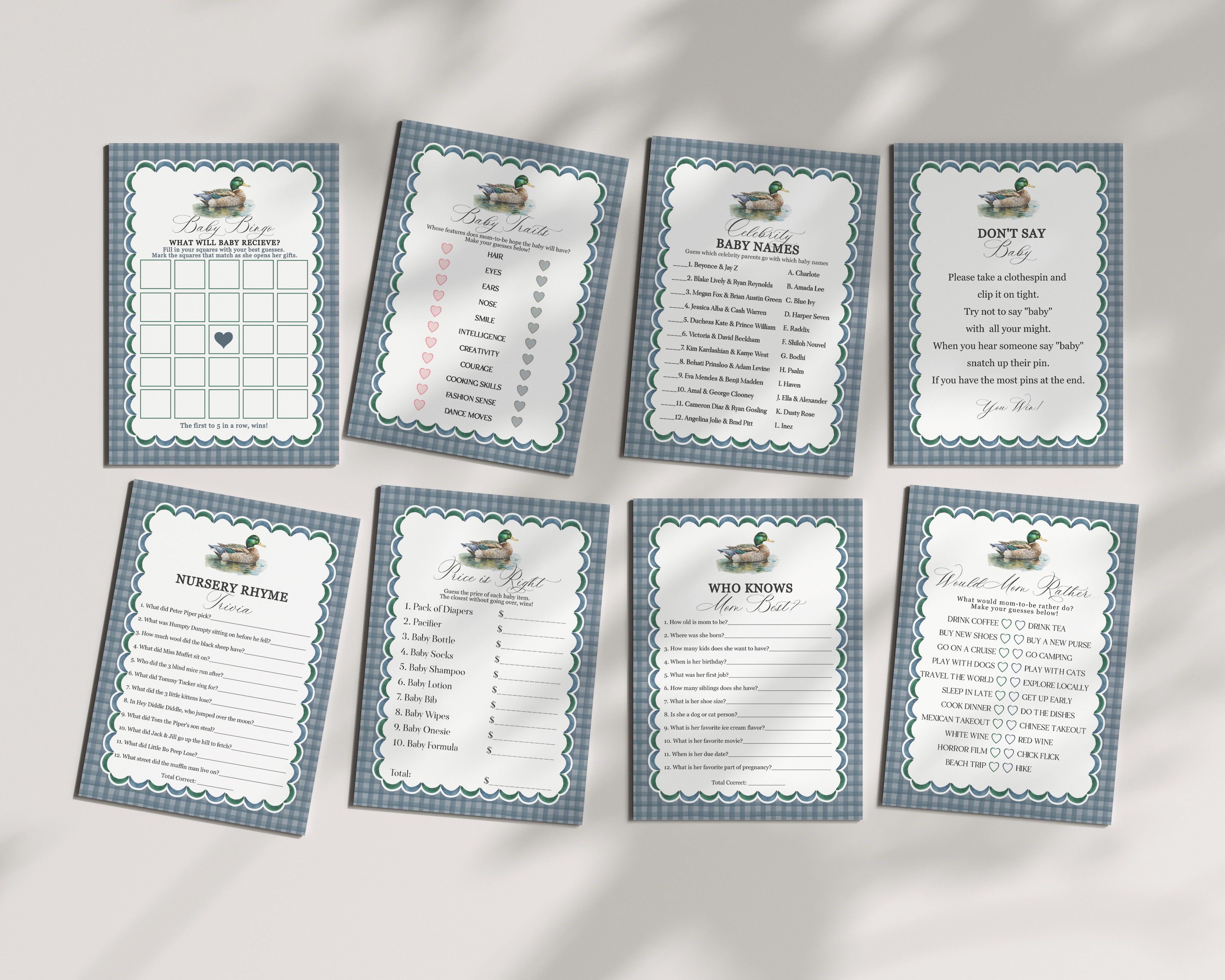 mallard - baby shower games design preview