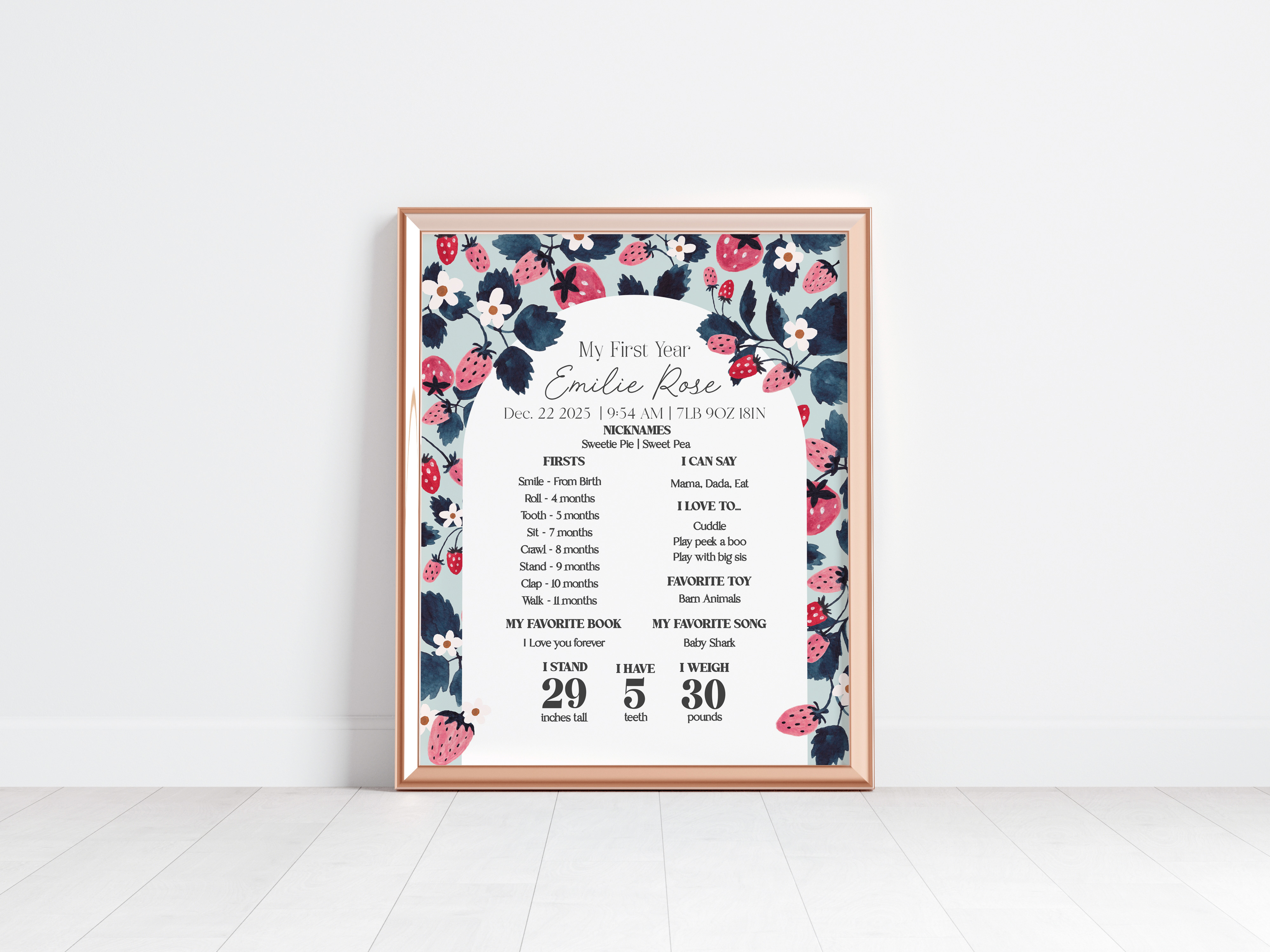 mint strawberry - my first year sign design preview