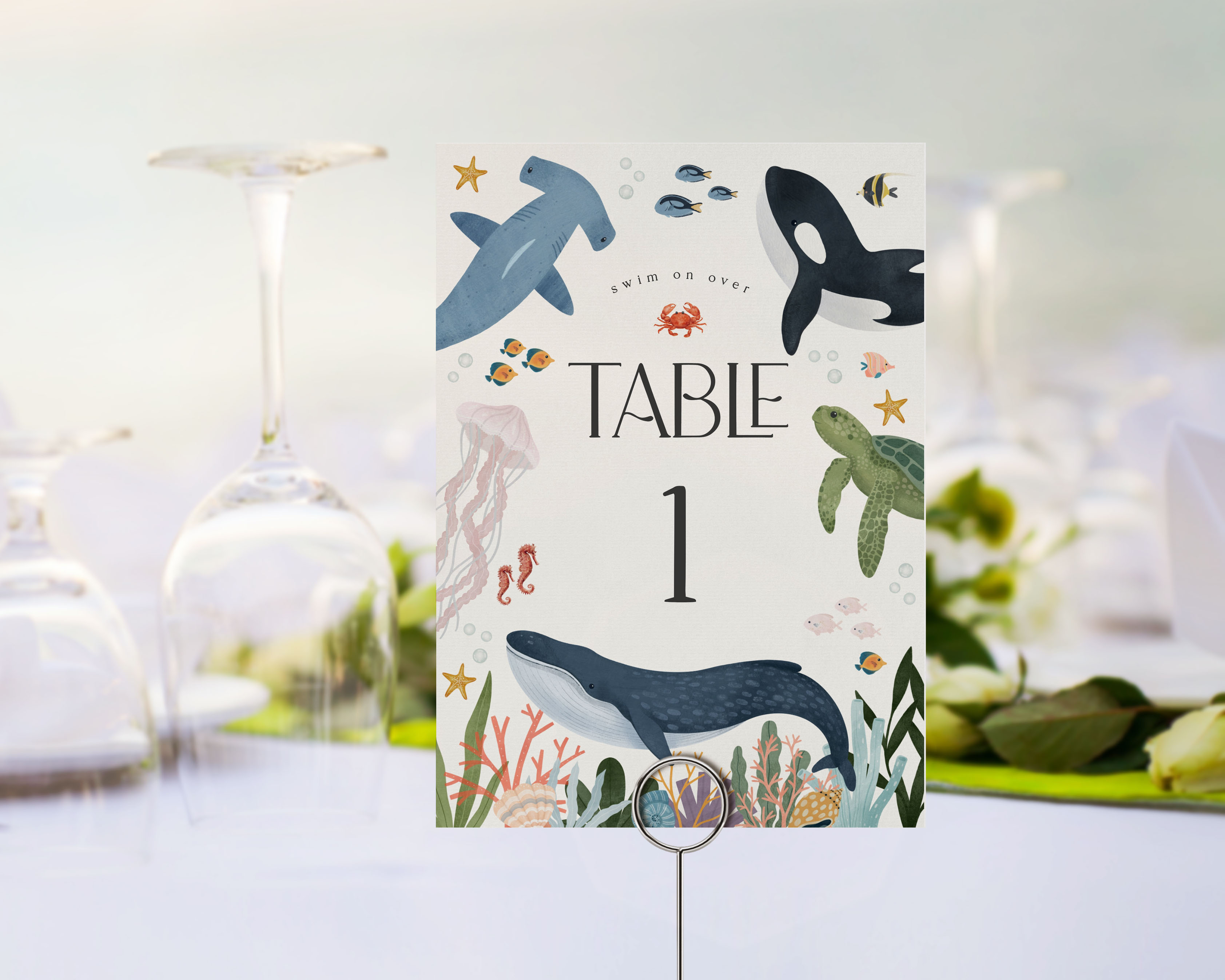 under the sea - table numbers design preview