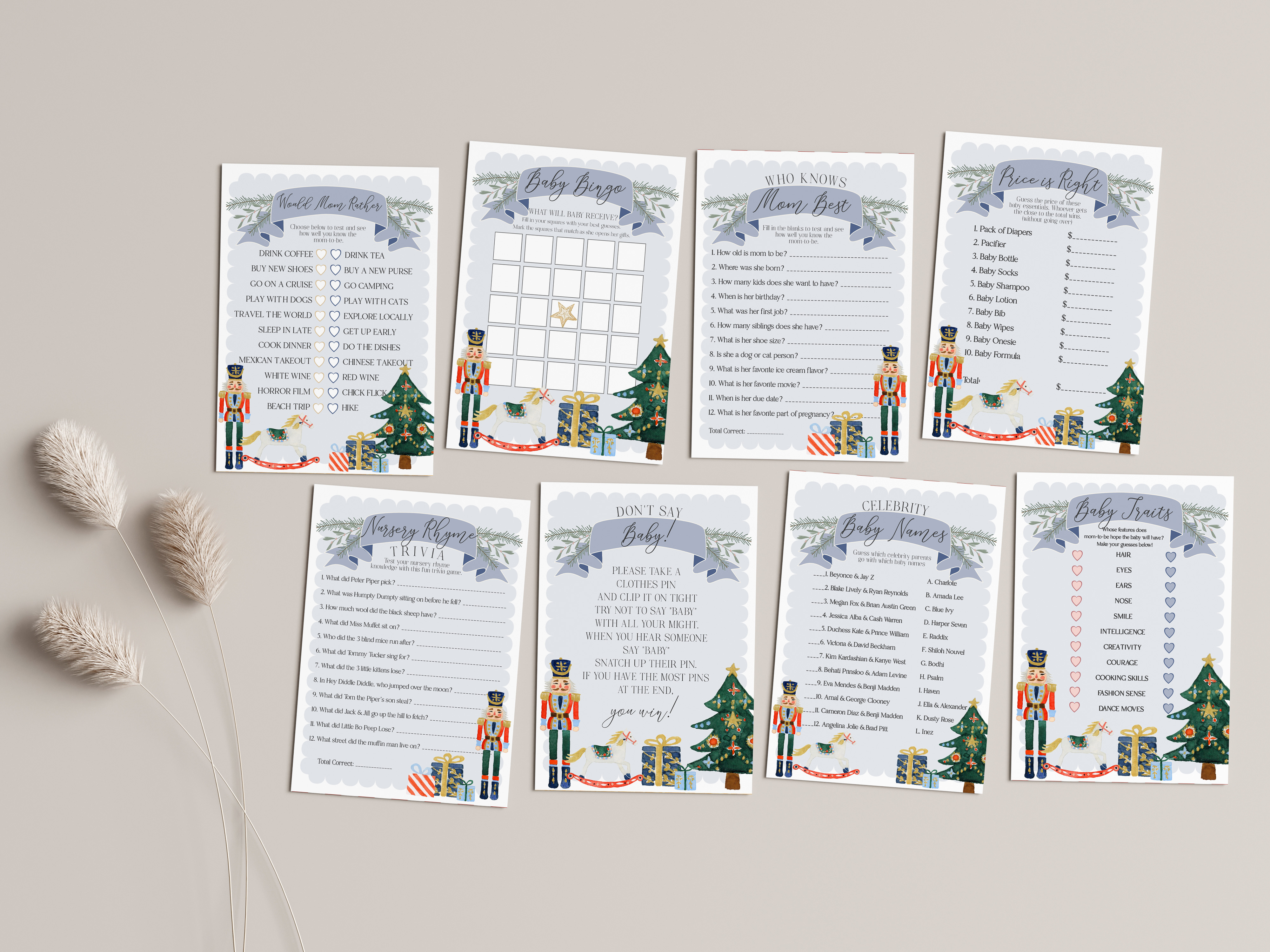 blue nutcracker - baby shower games design preview