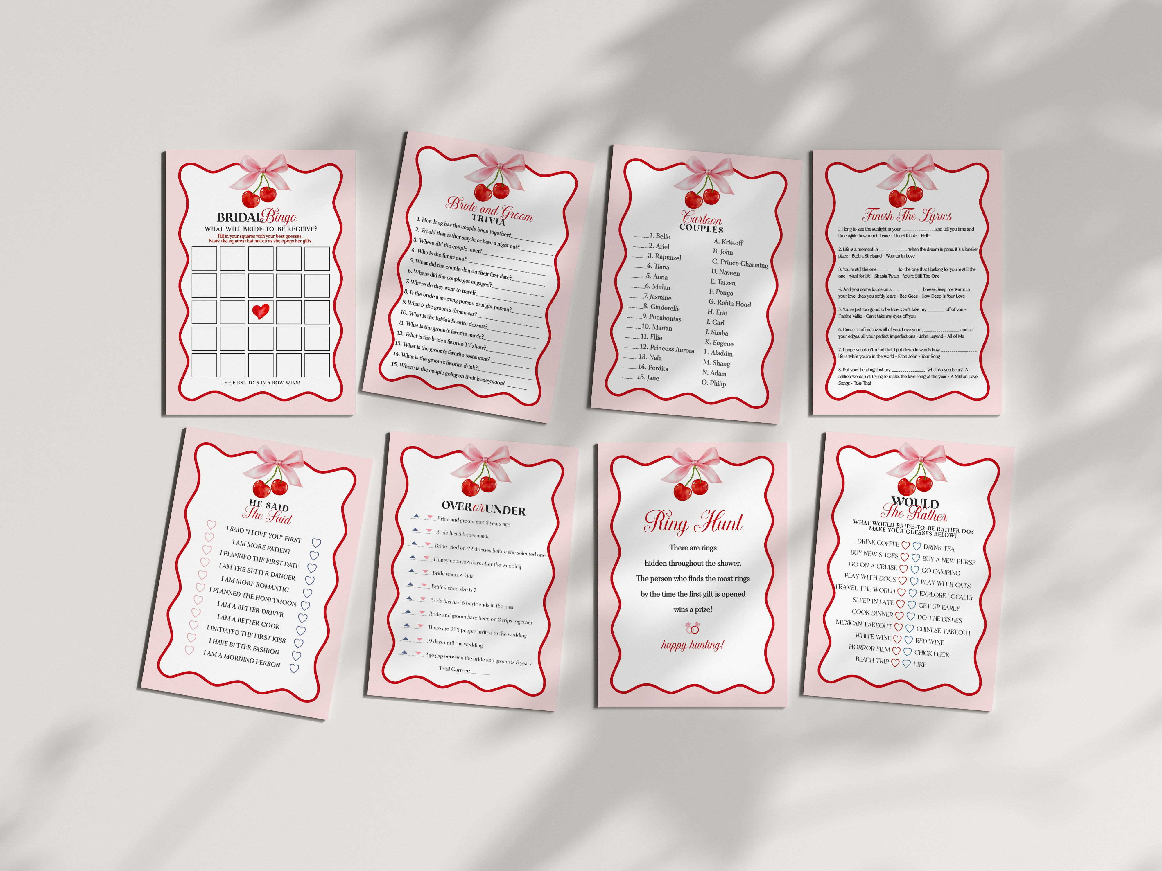 cherry - bridal shower games design preview