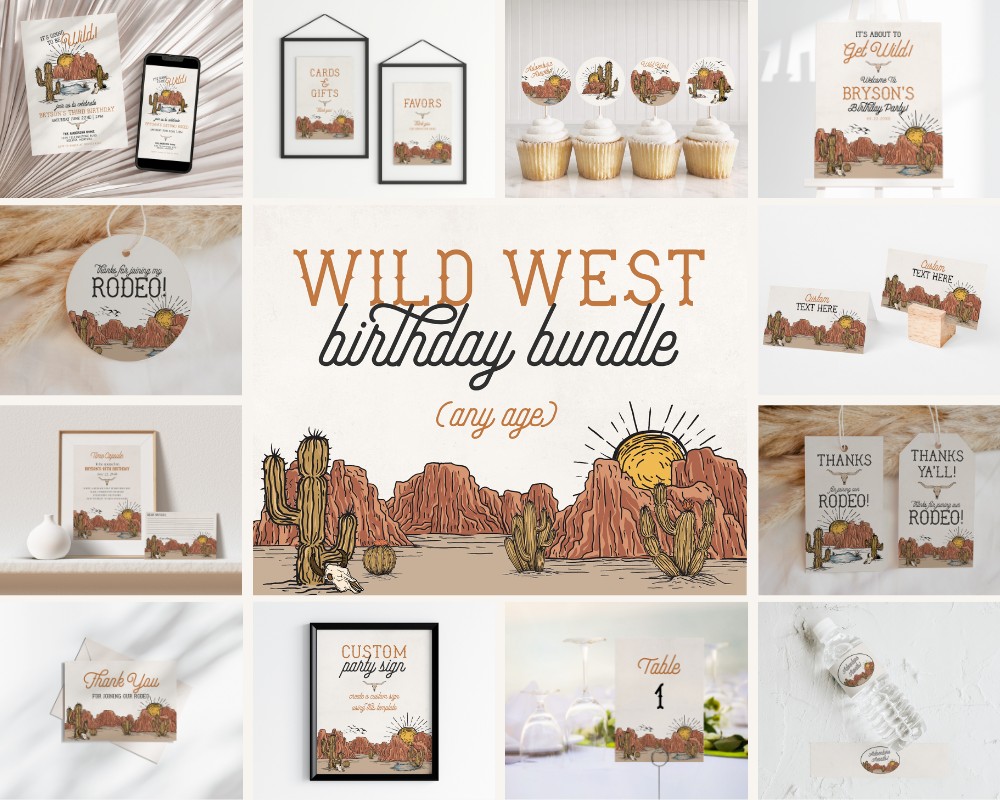 wild west - birthday bundle design preview