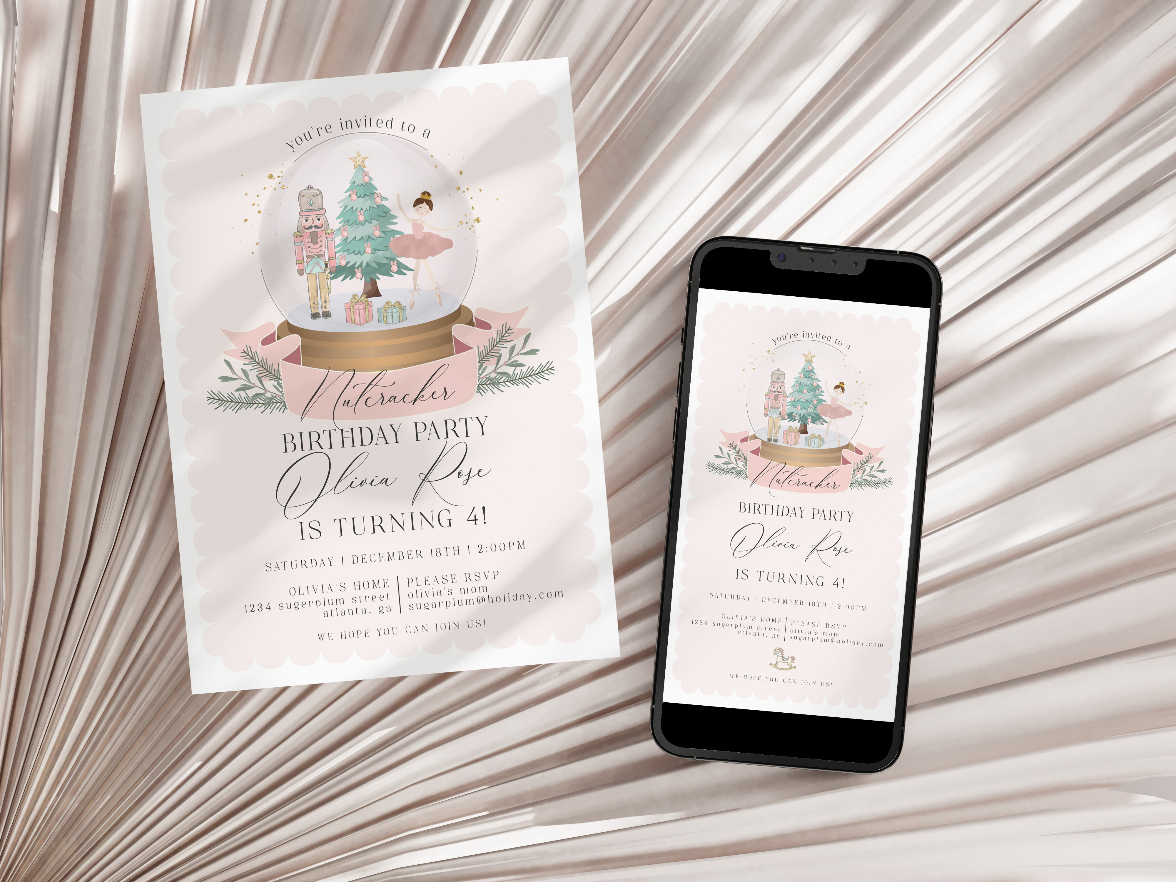pastel nutcracker - birthday invite design preview