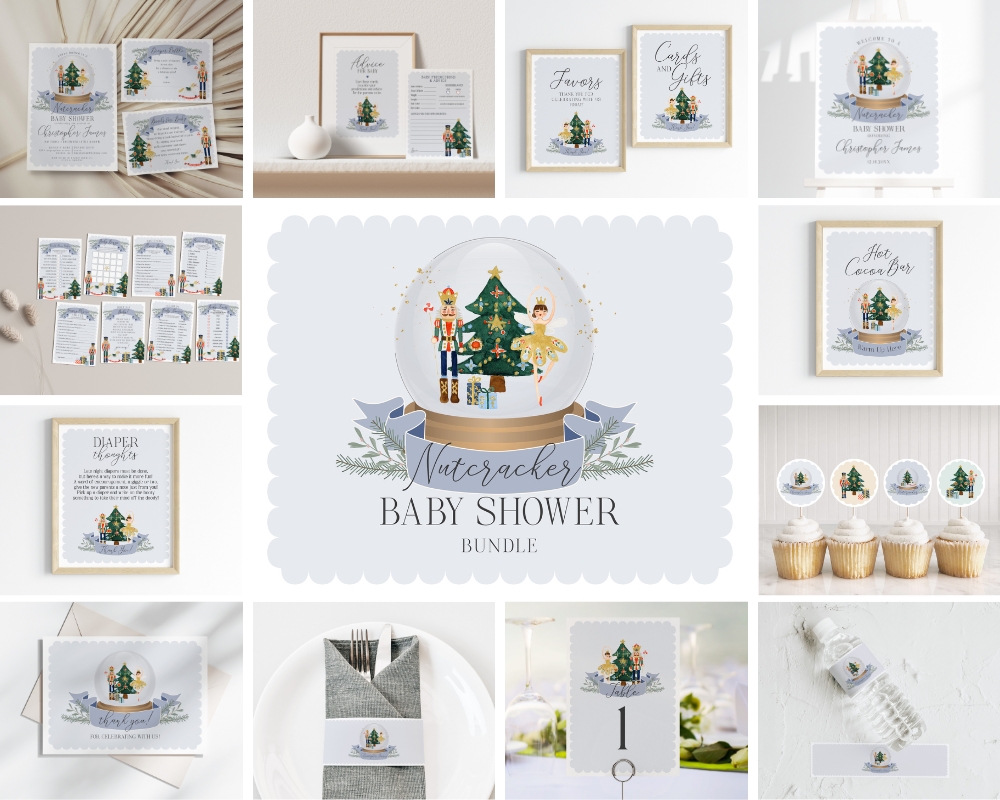 blue nutcracker - baby shower bundle design preview