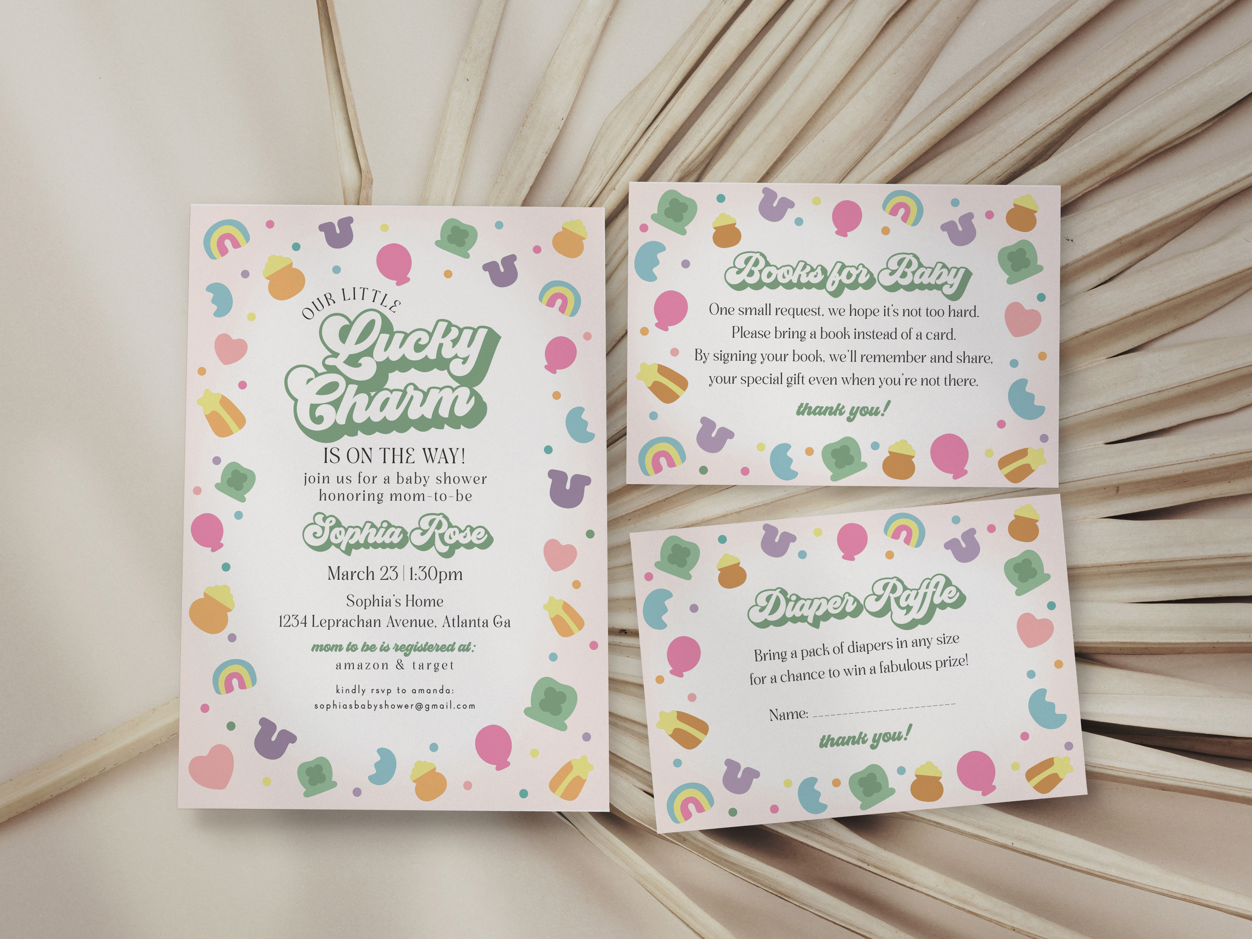 lucky charm - baby shower invite design preview
