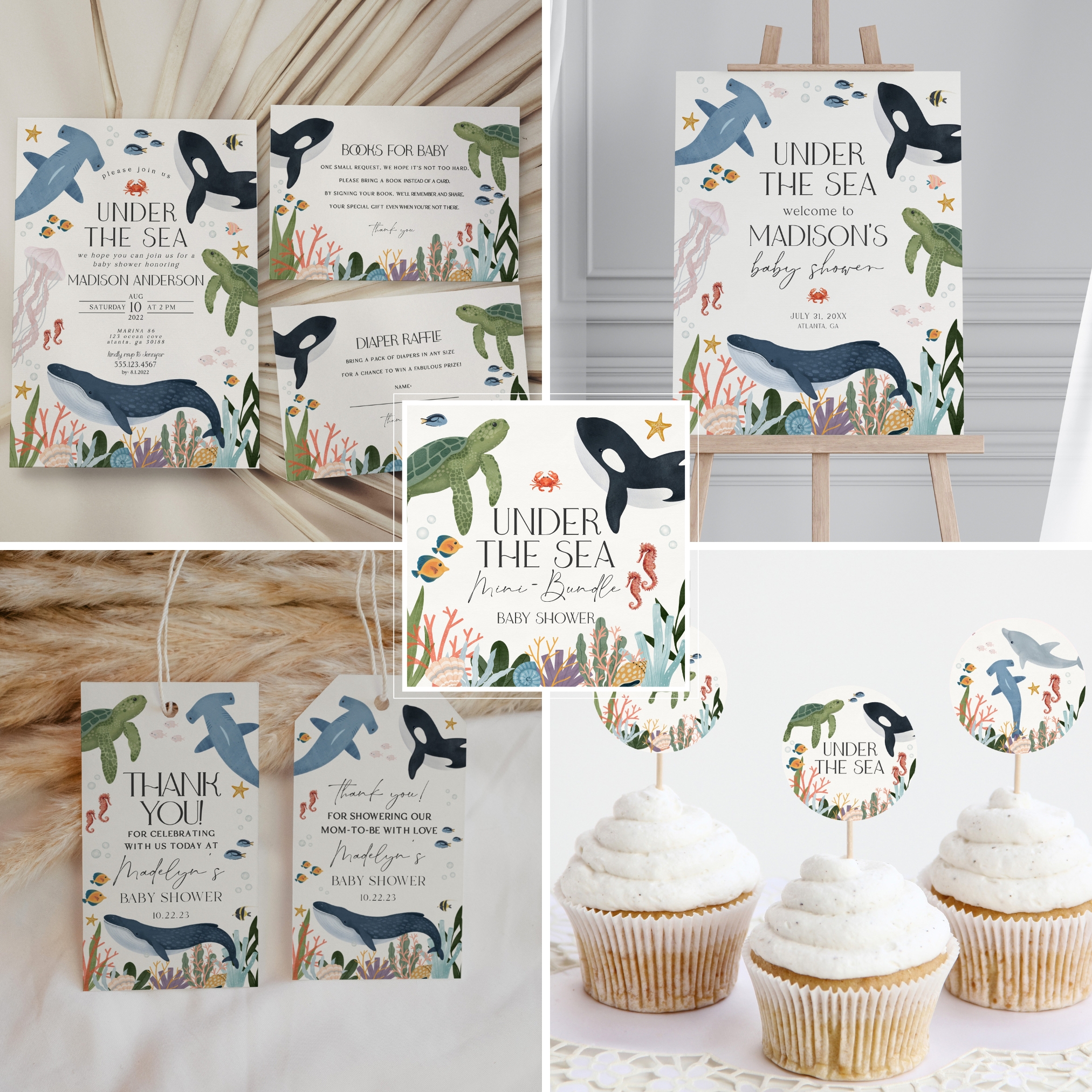 under the sea - baby shower mini bundle design preview