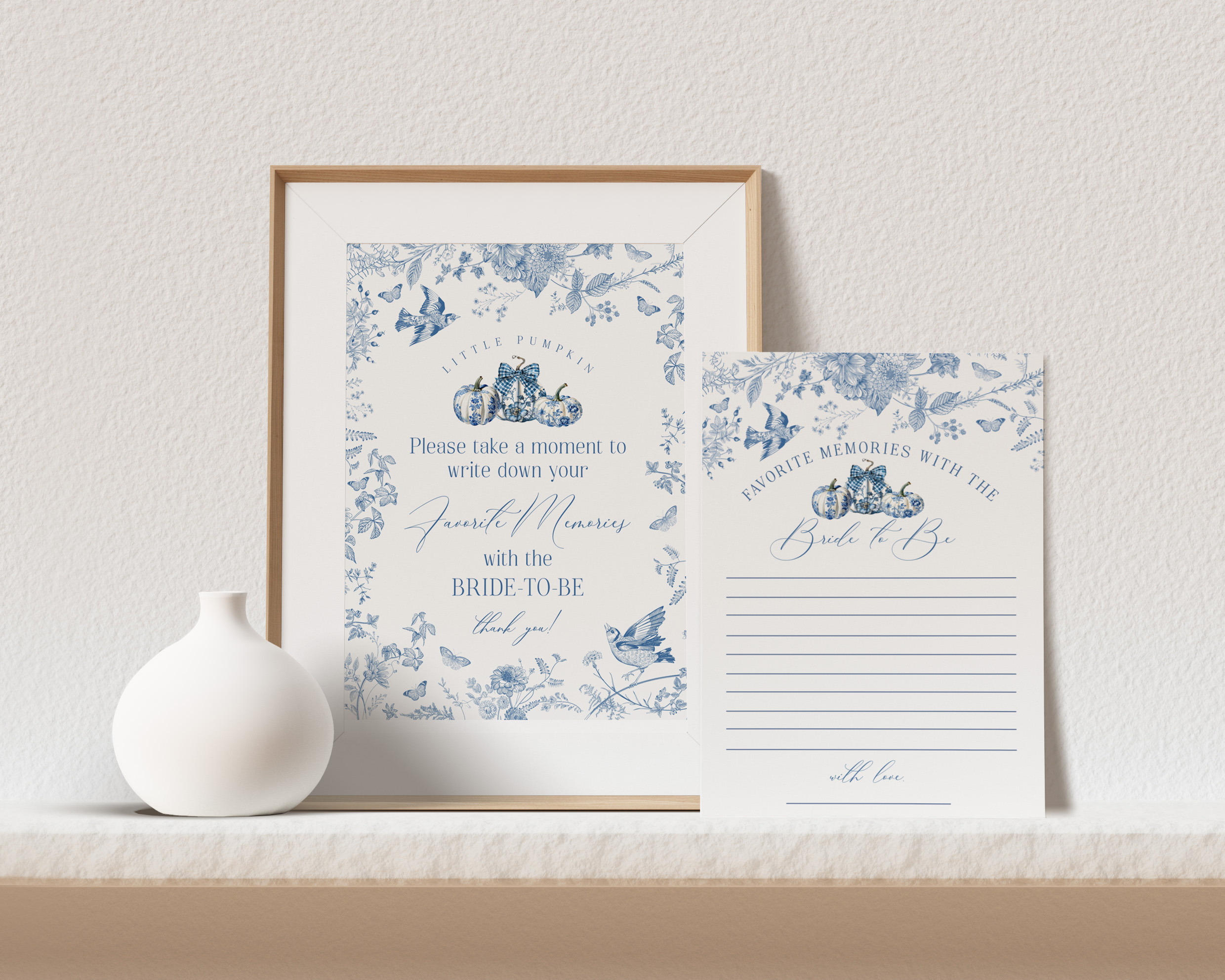 blue toile pumpkin - favorite memories bride design preview