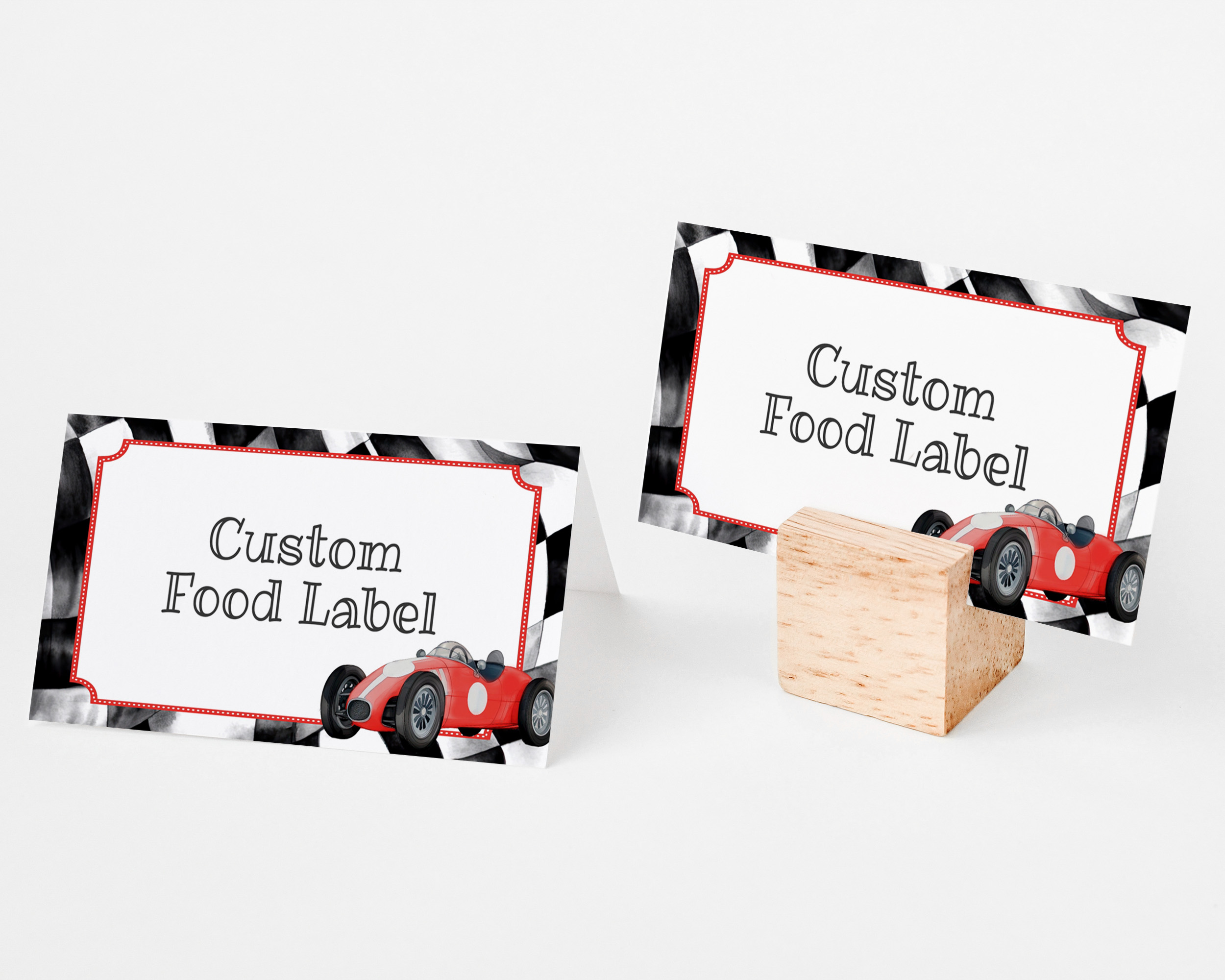 red race car - place cards design preview
