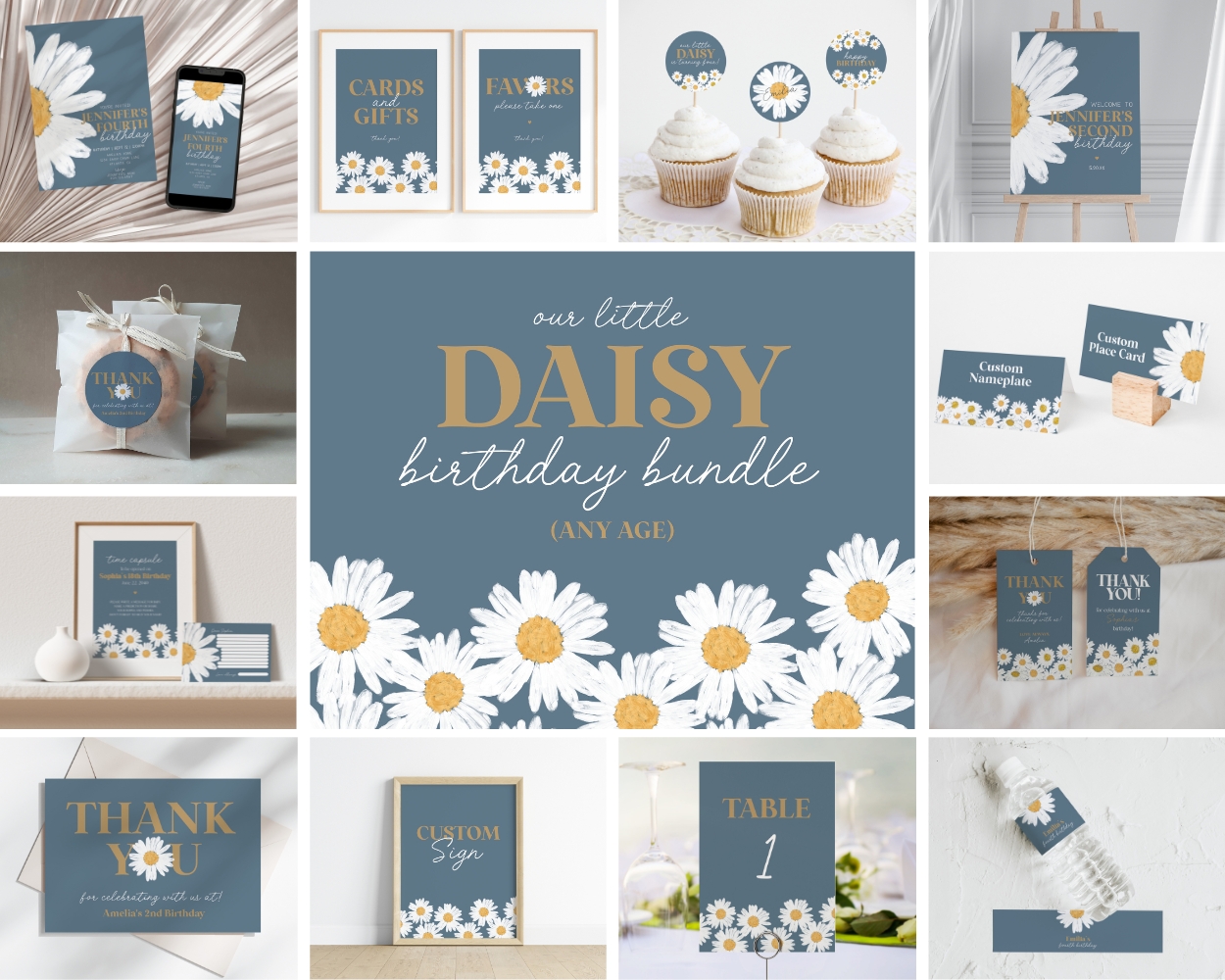 navy daisy - birthday bundle design preview
