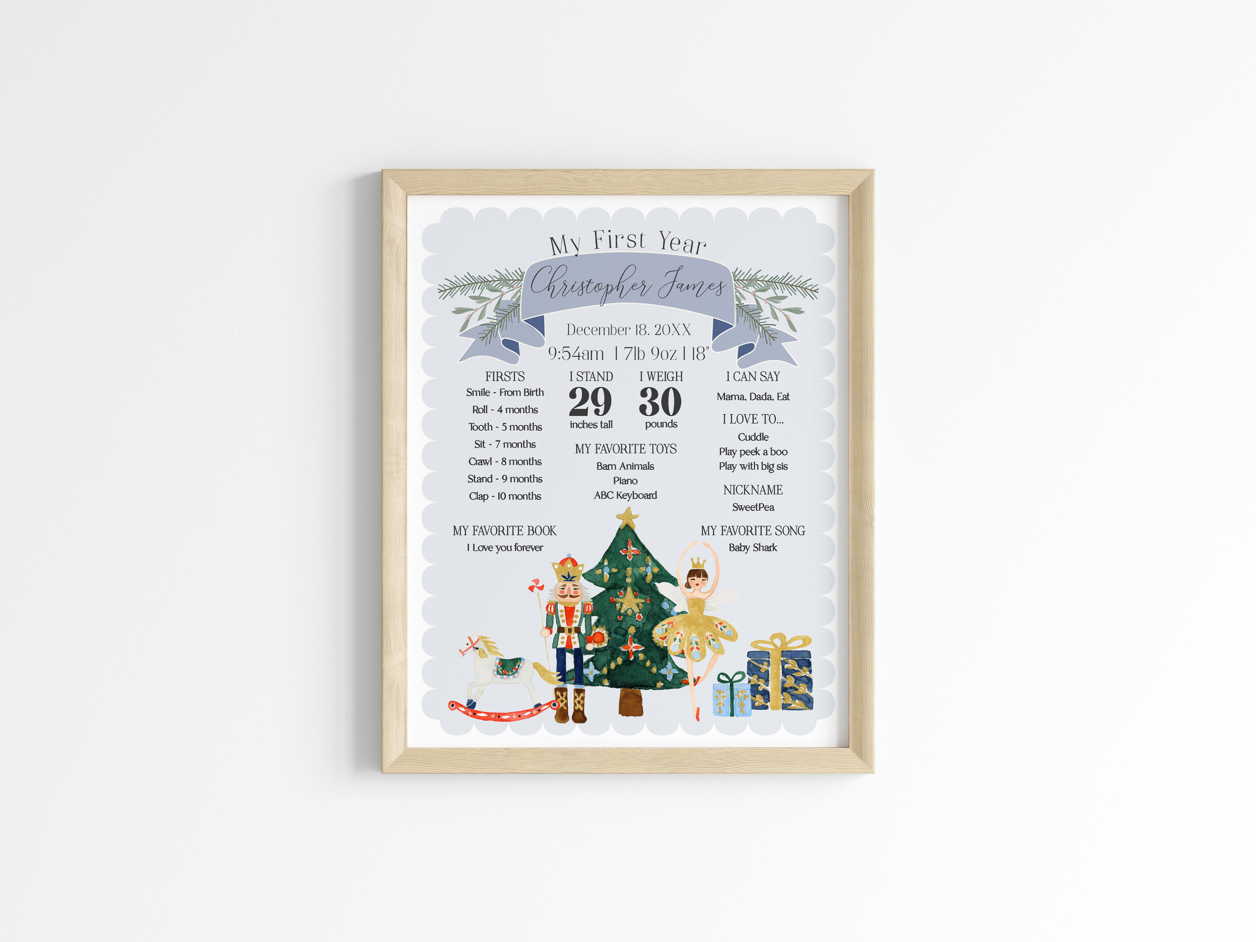 blue nutcracker - my first year sign design preview