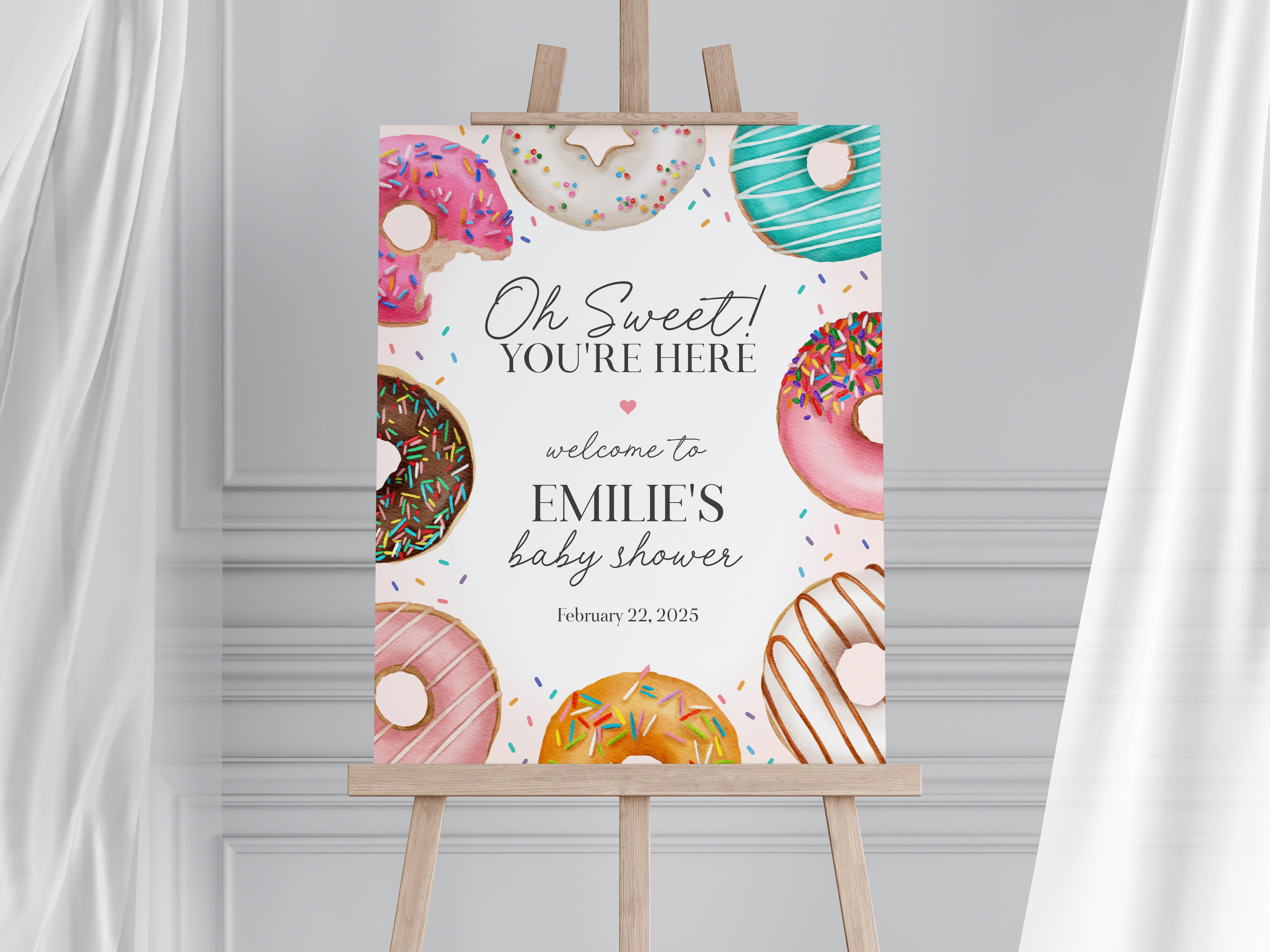 donut - baby shower welcome sign design preview