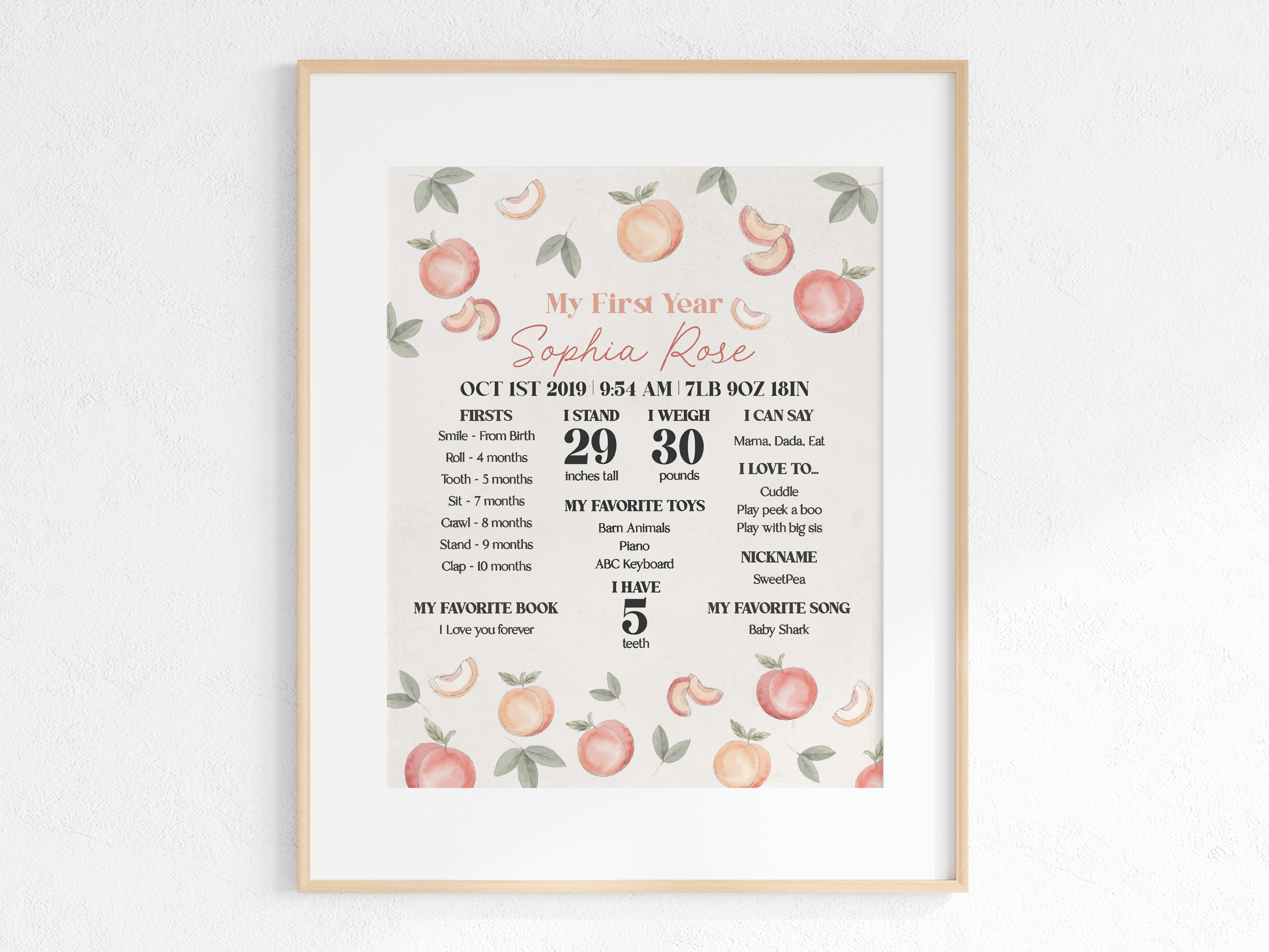 peach - my first year sign design preview