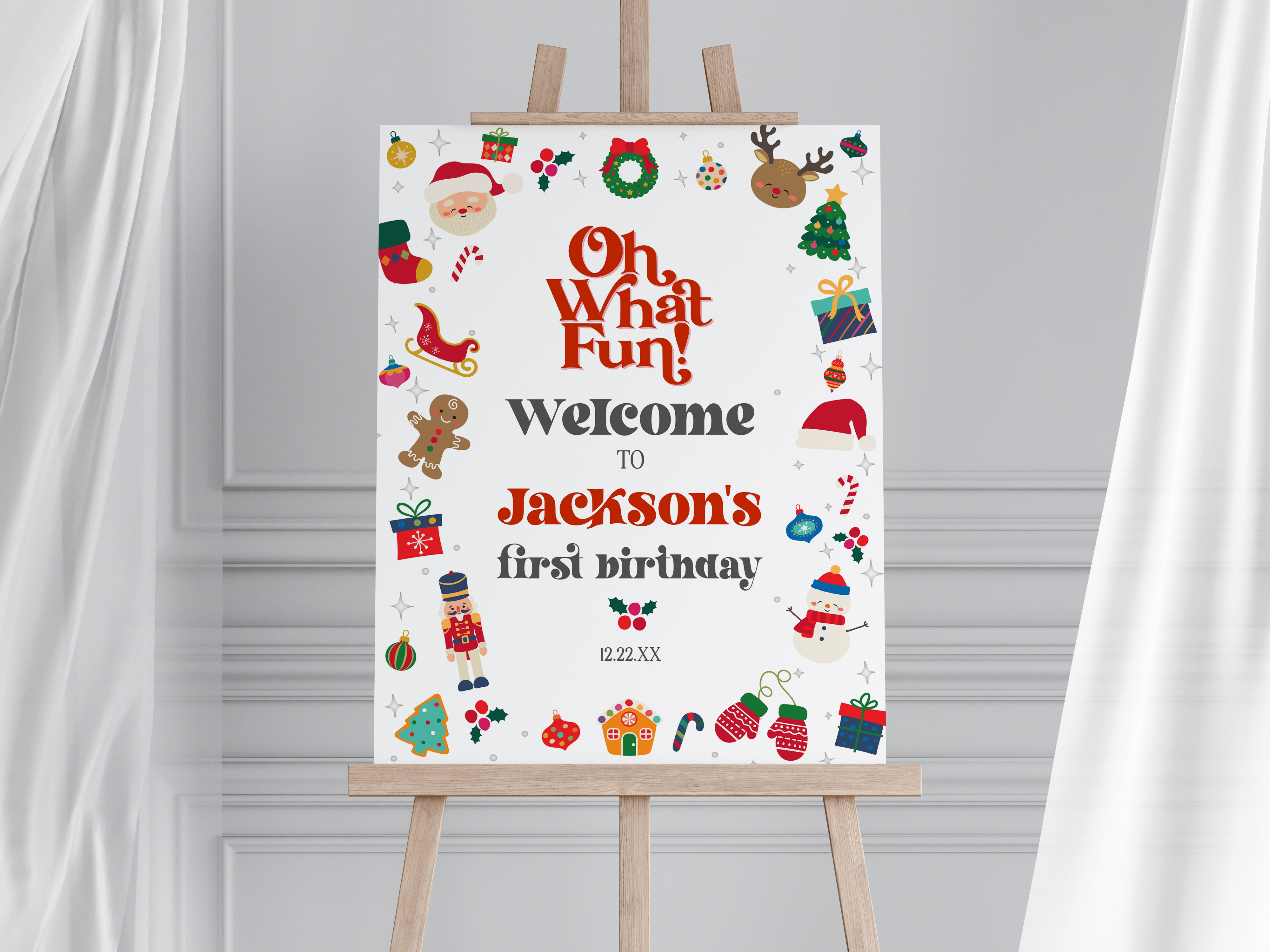 oh what fun - birthday welcome sign design preview