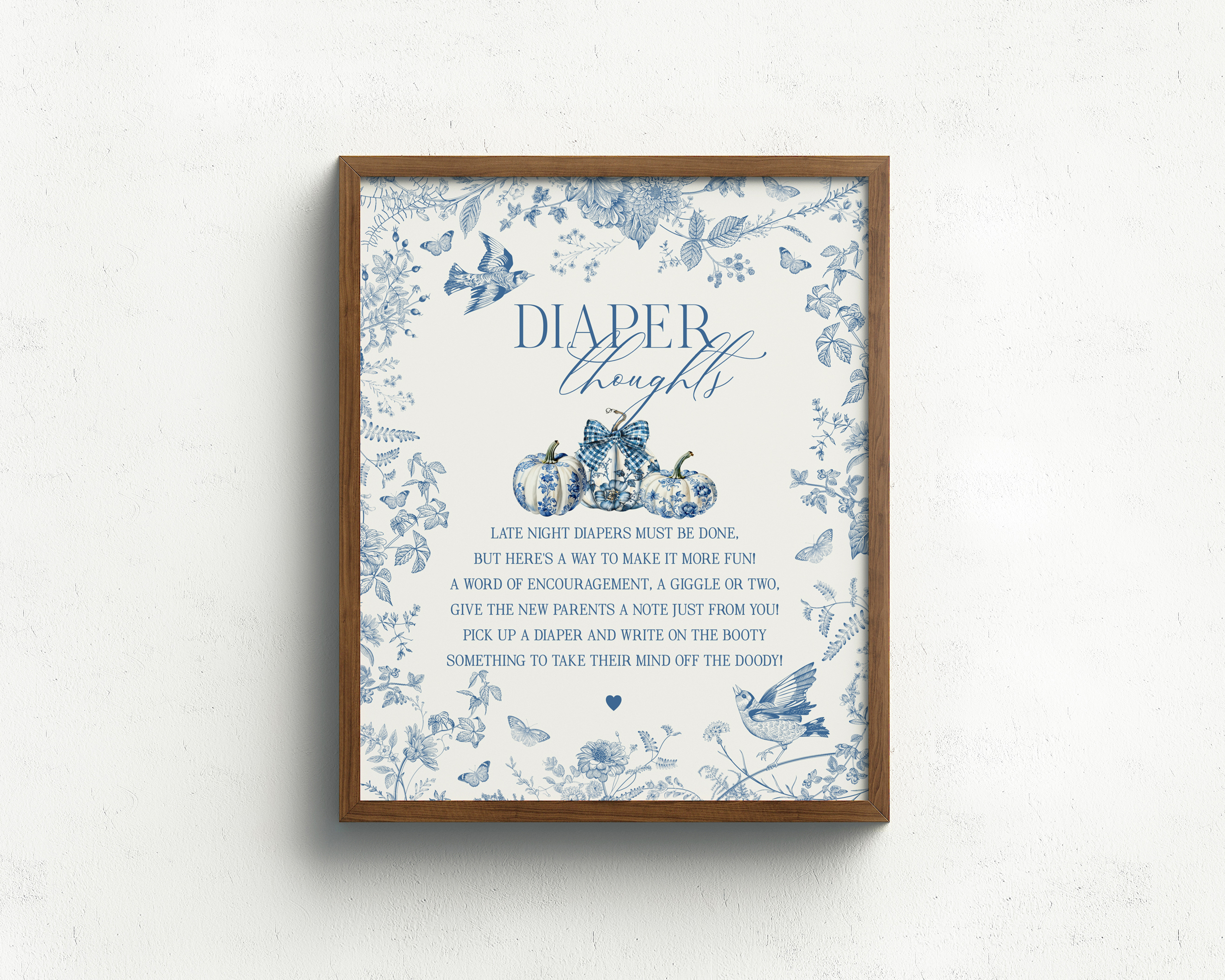 blue toile pumpkin - diaper thoughts design preview