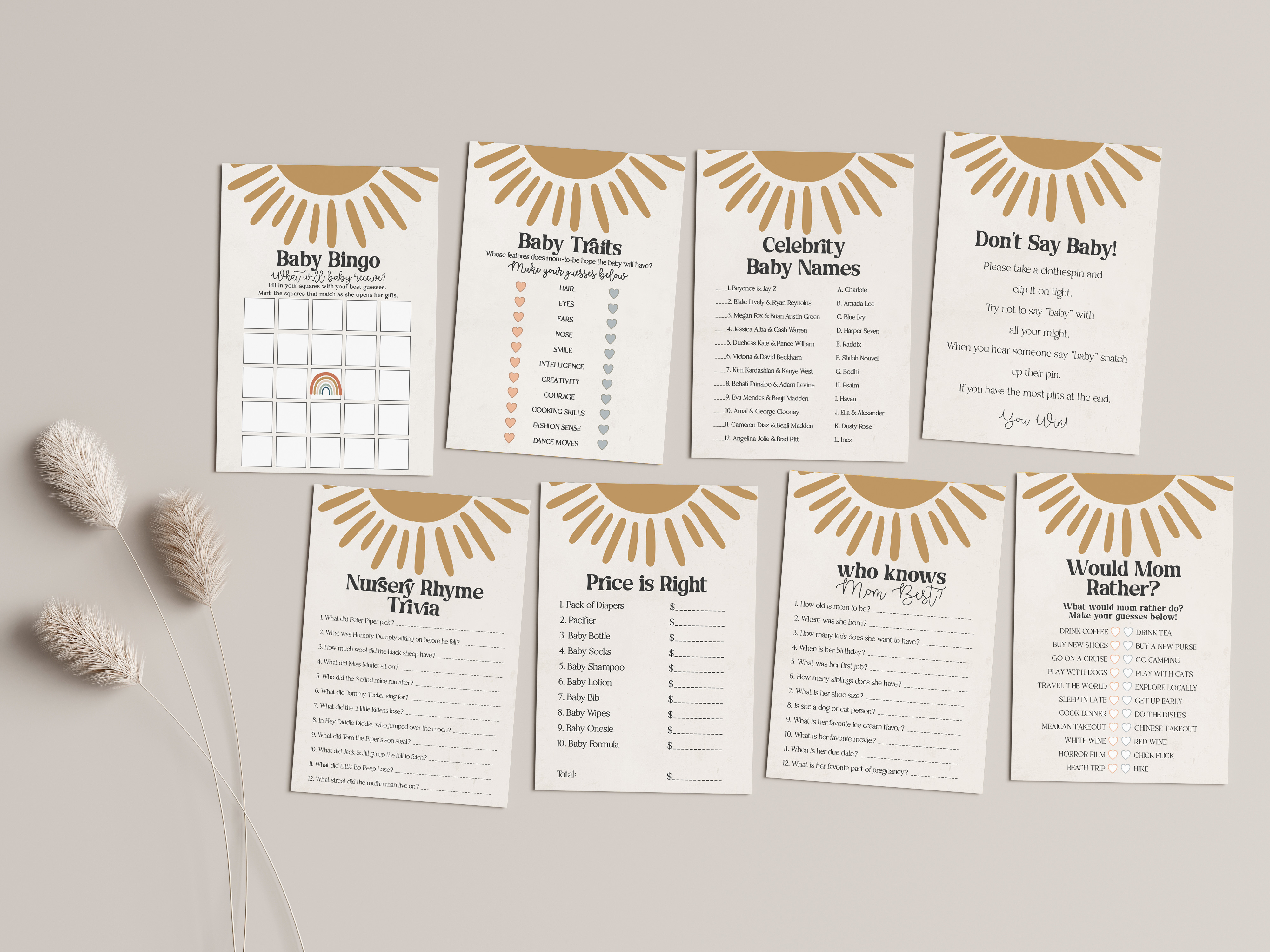 sunshine - baby shower games design preview
