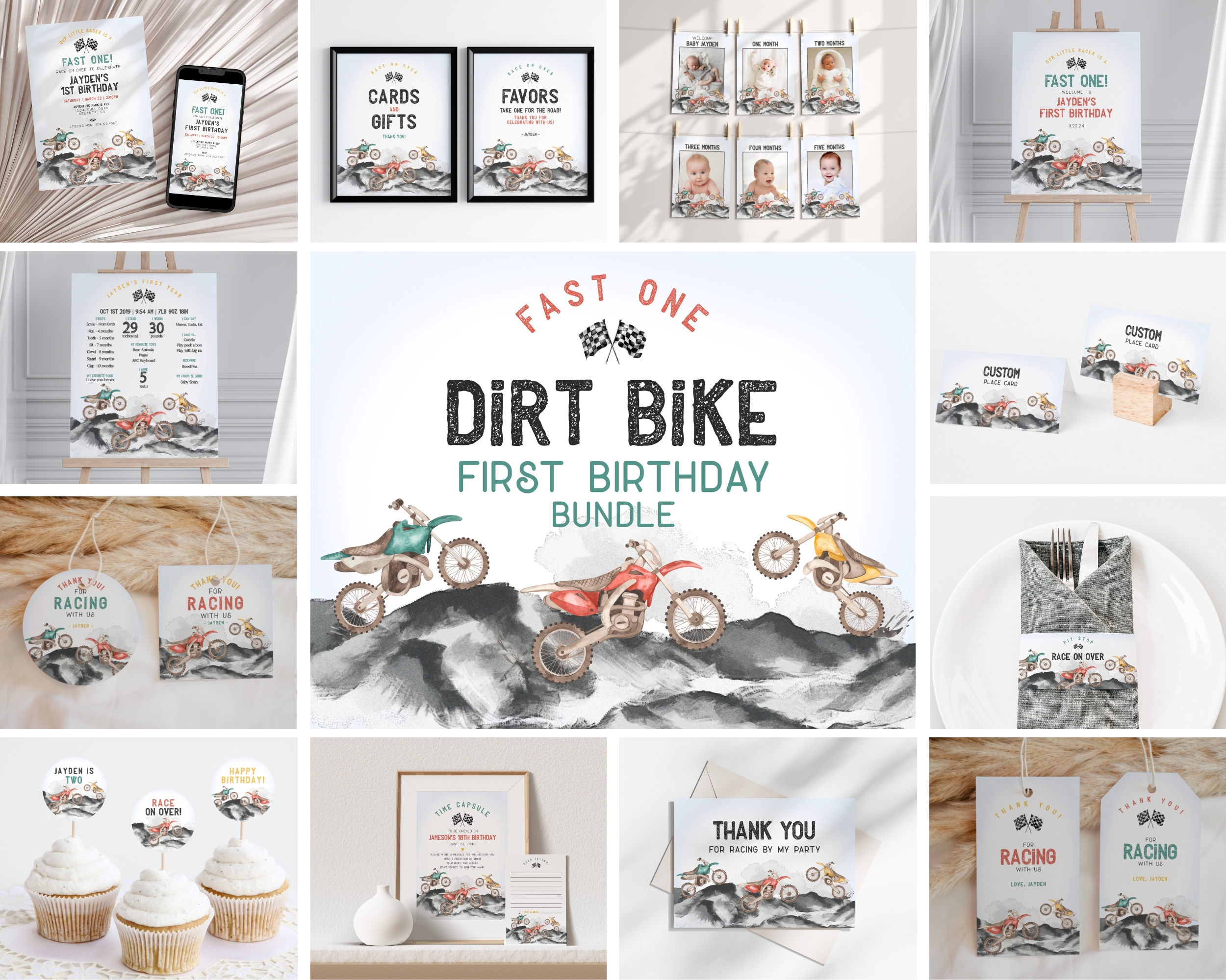 dirt bike - first birthday bundle design preview