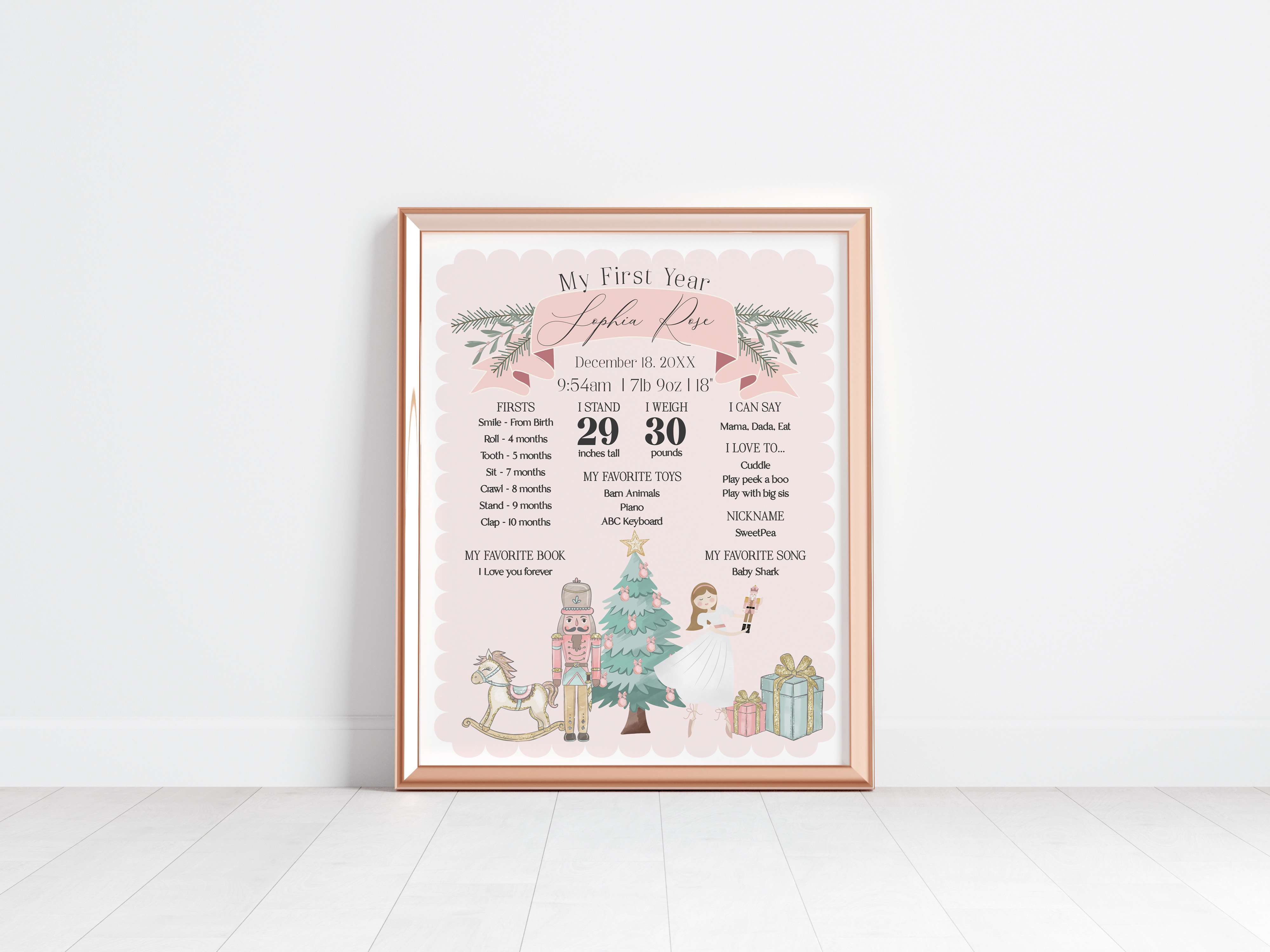 pastel nutcracker - my first year sign design preview