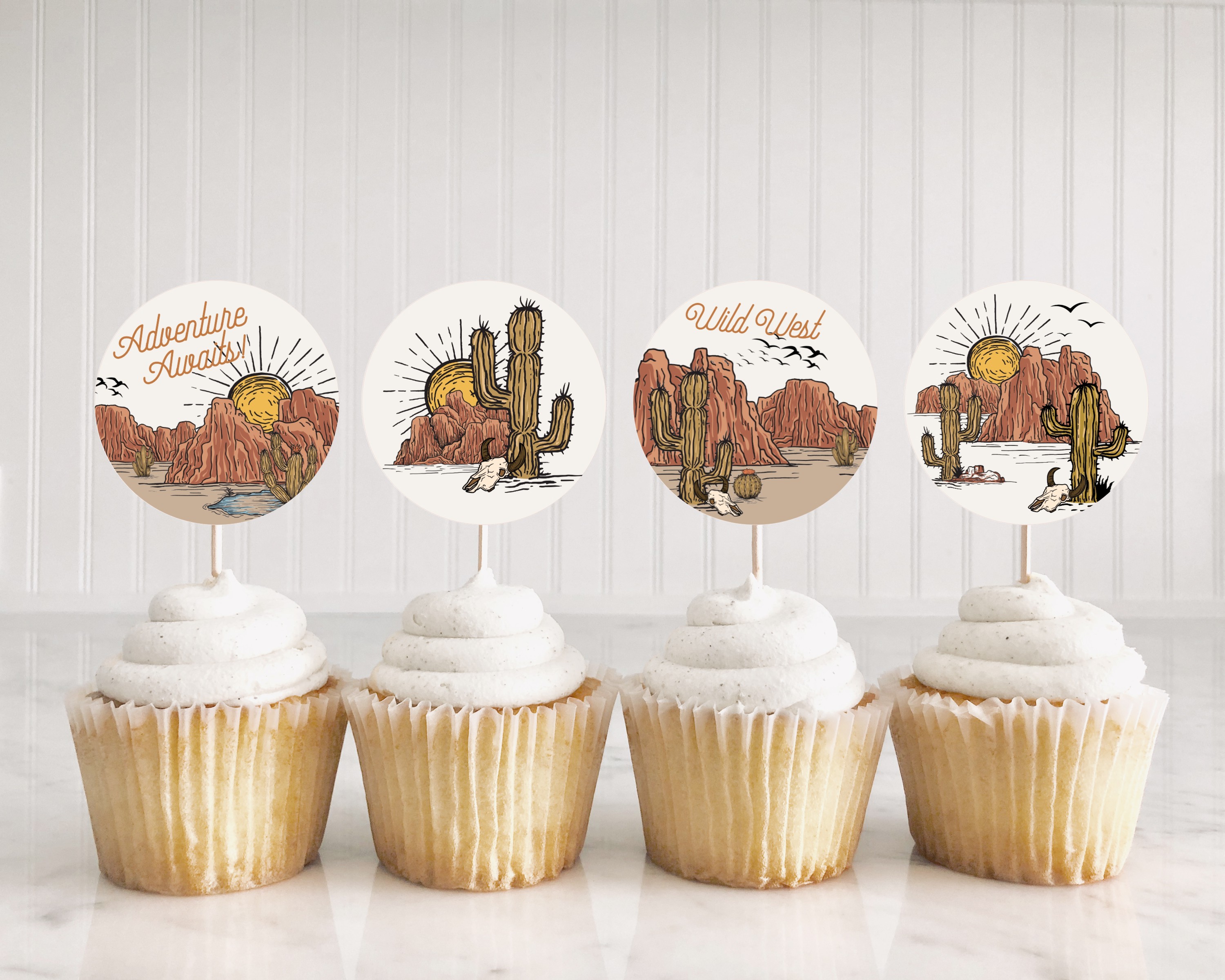wild west - cupcake toppers design preview
