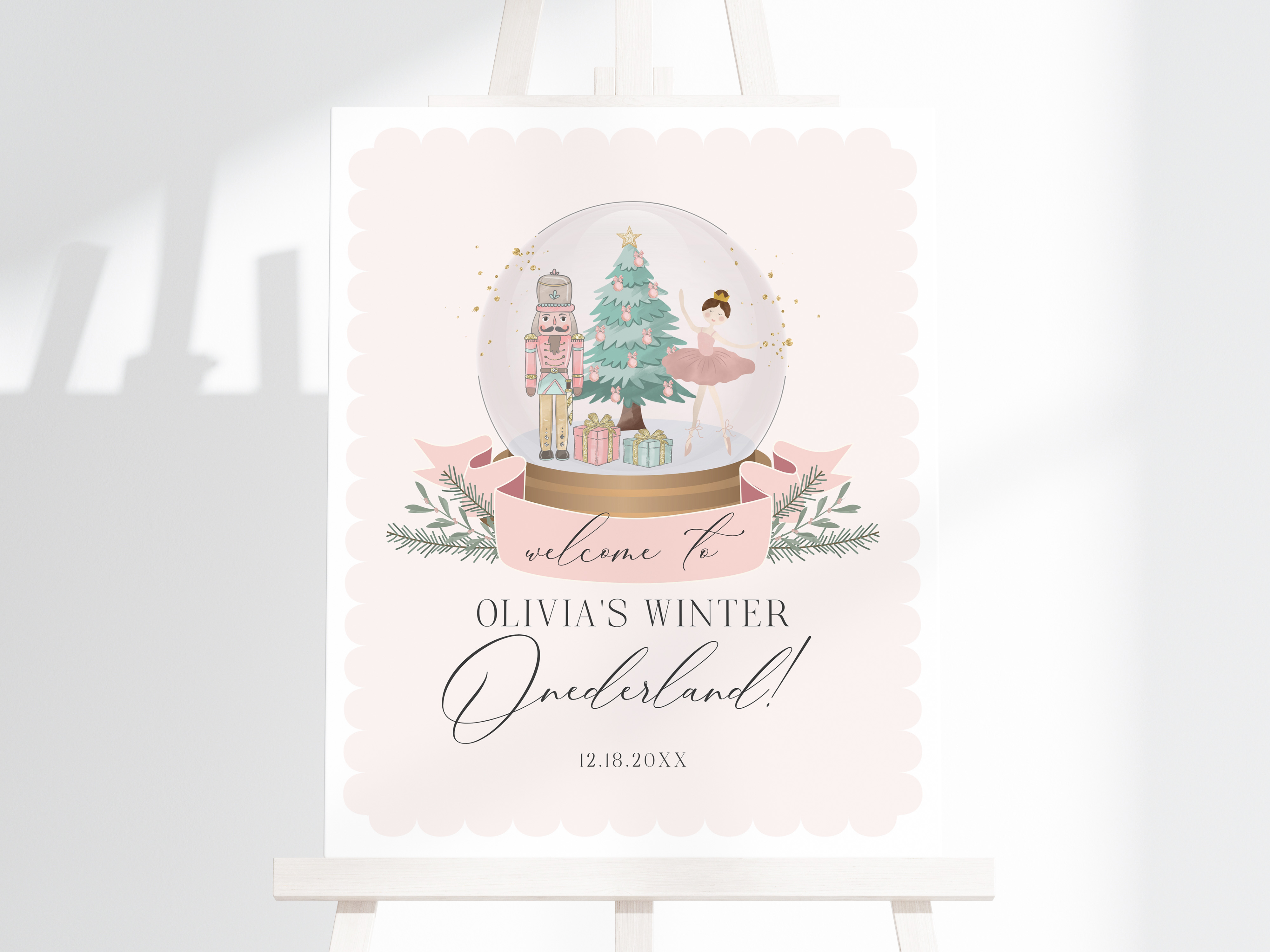 pastel nutcracker - first birthday welcome sign design preview