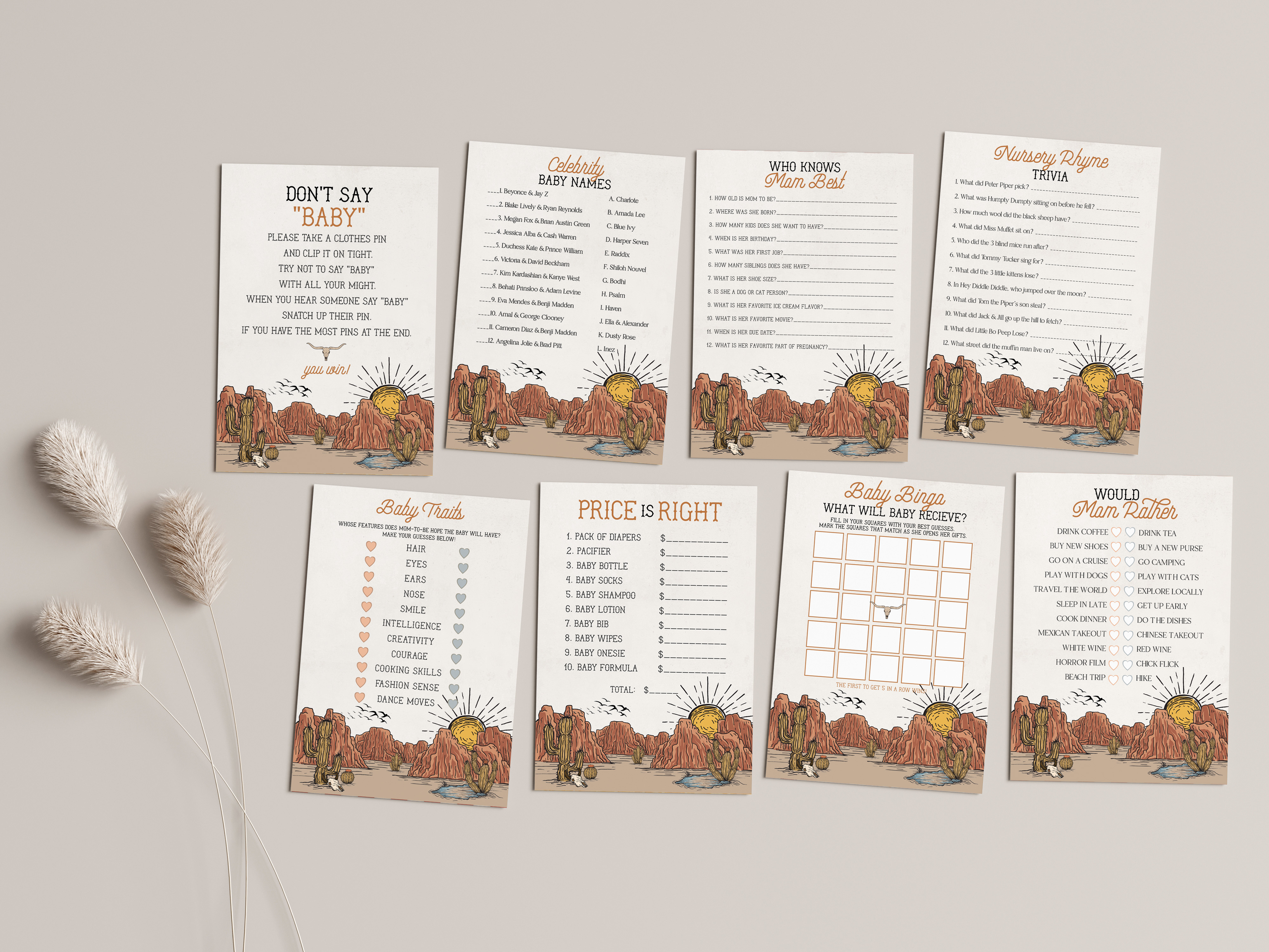 wild west - baby shower games design preview