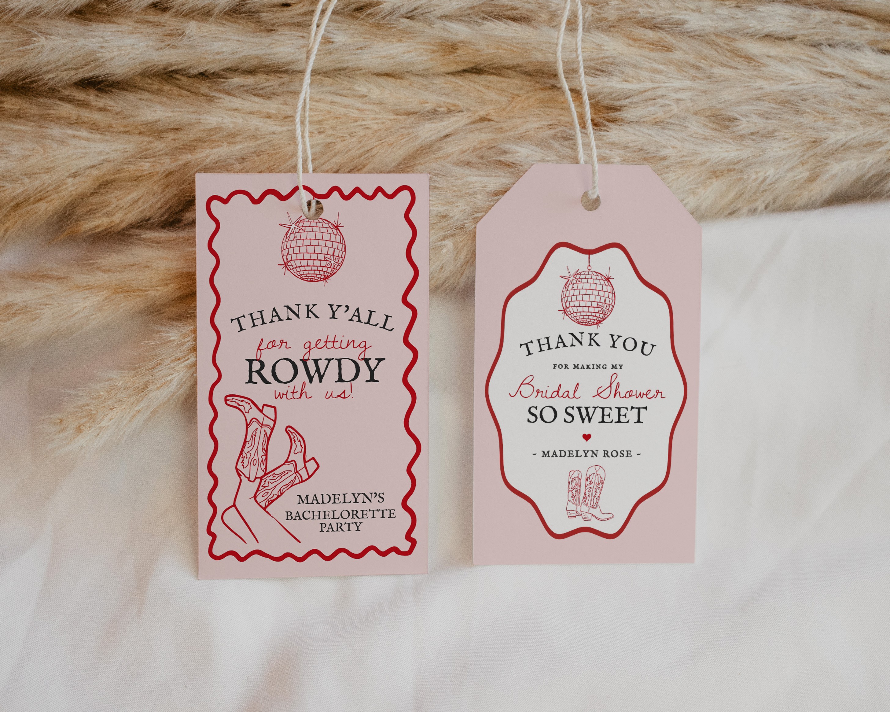 disco cowgirl - favor tags design preview