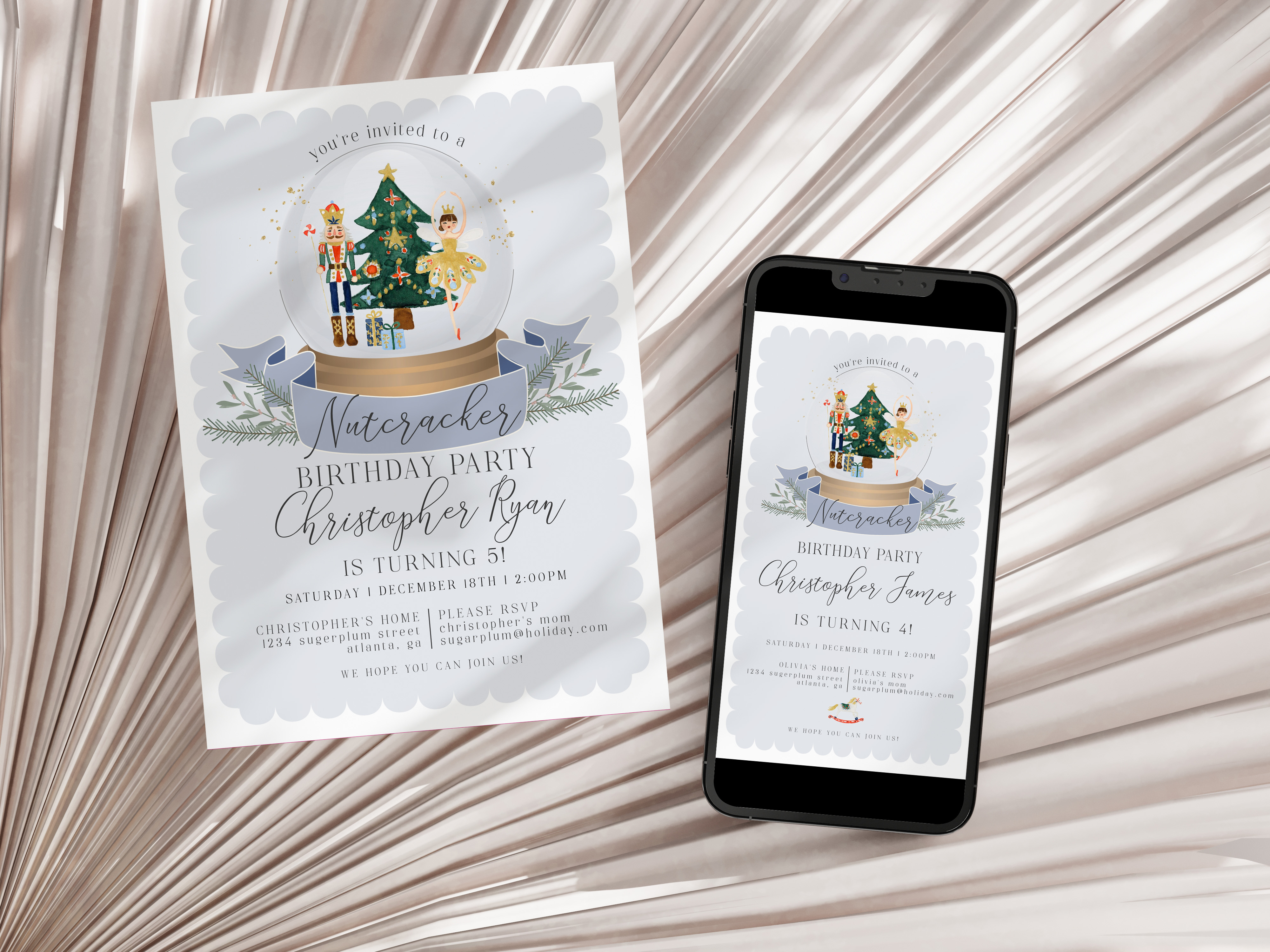 blue nutcracker - birthday invite design preview