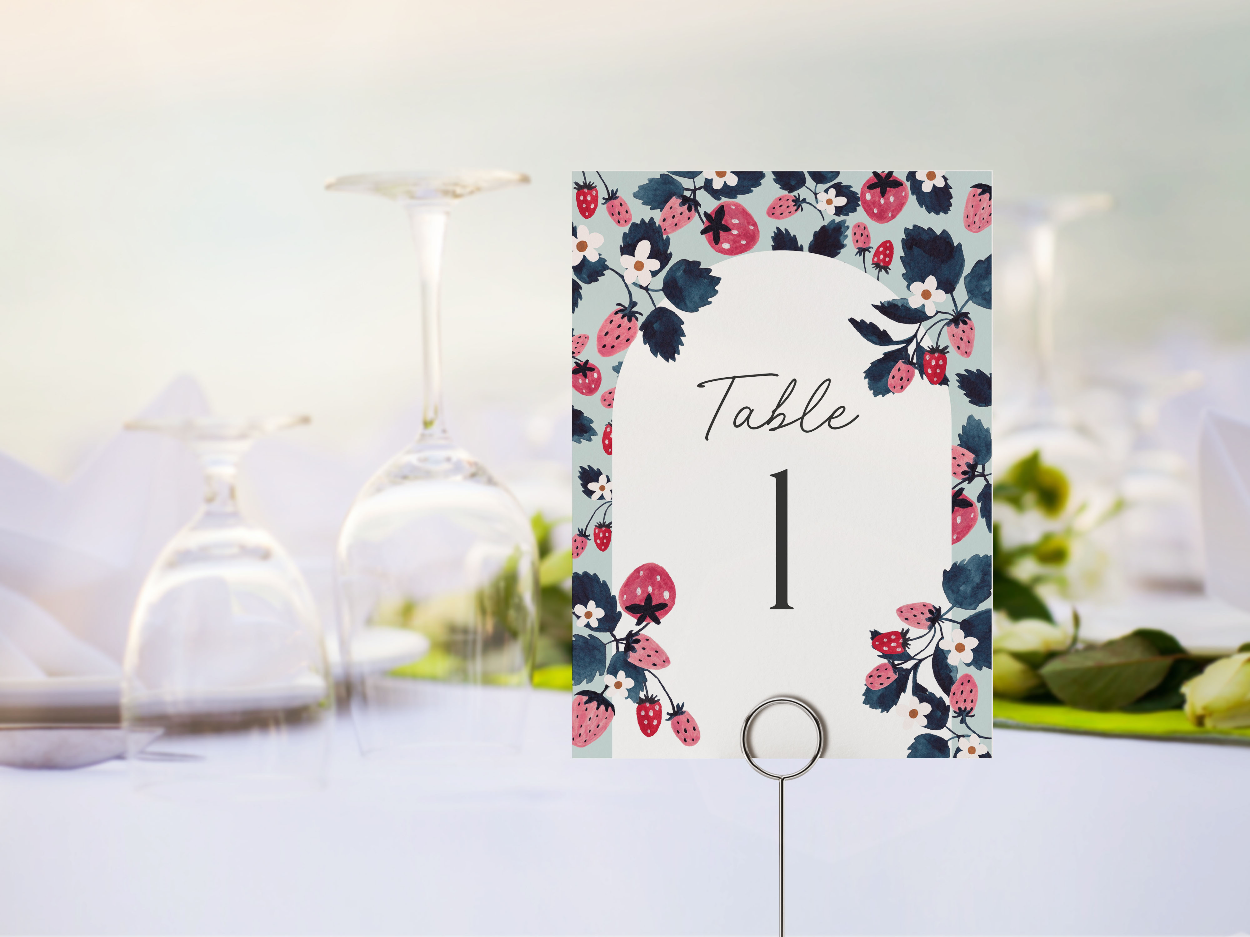mint strawberry - table numbers design preview