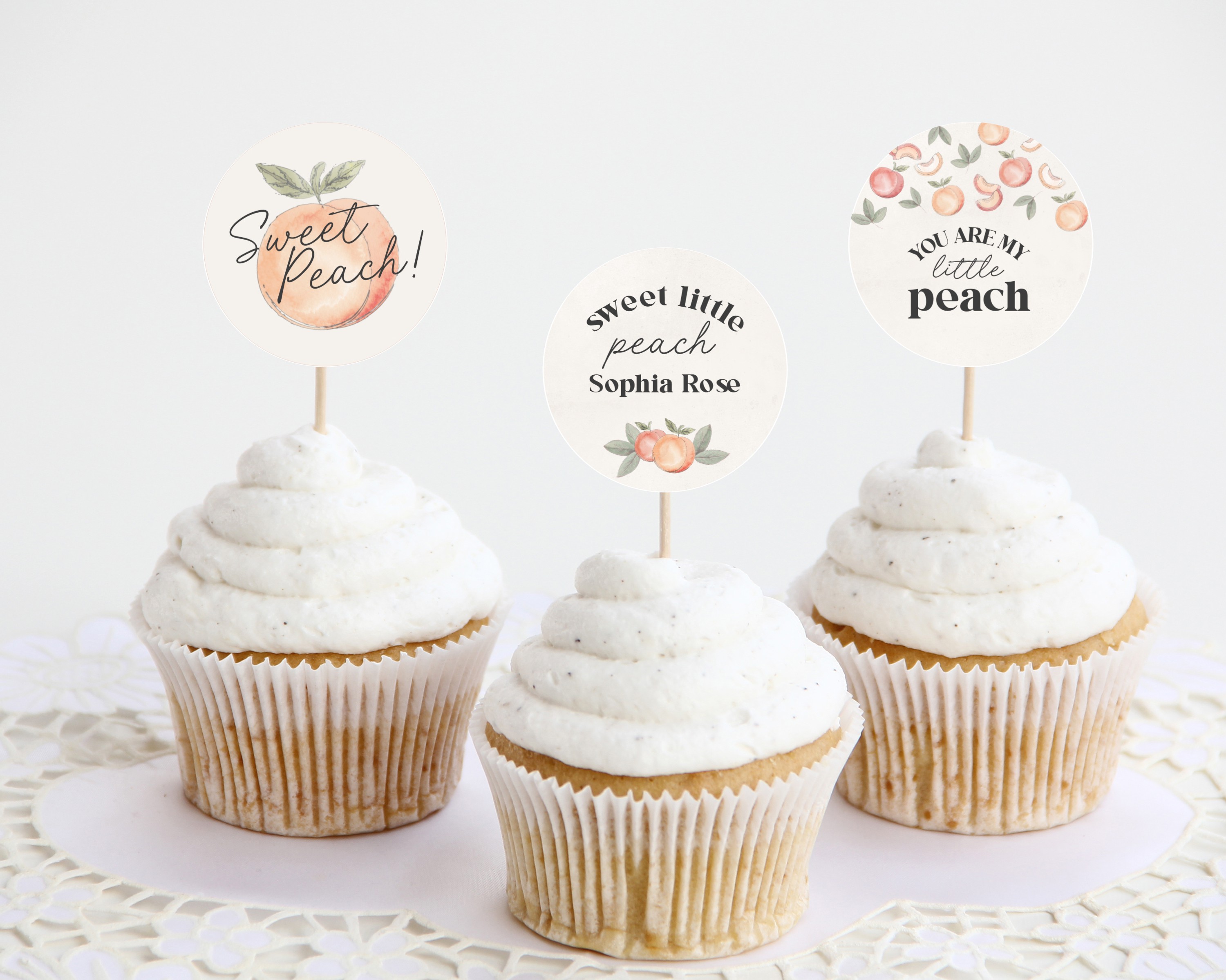 peach - cupcake toppers design preview