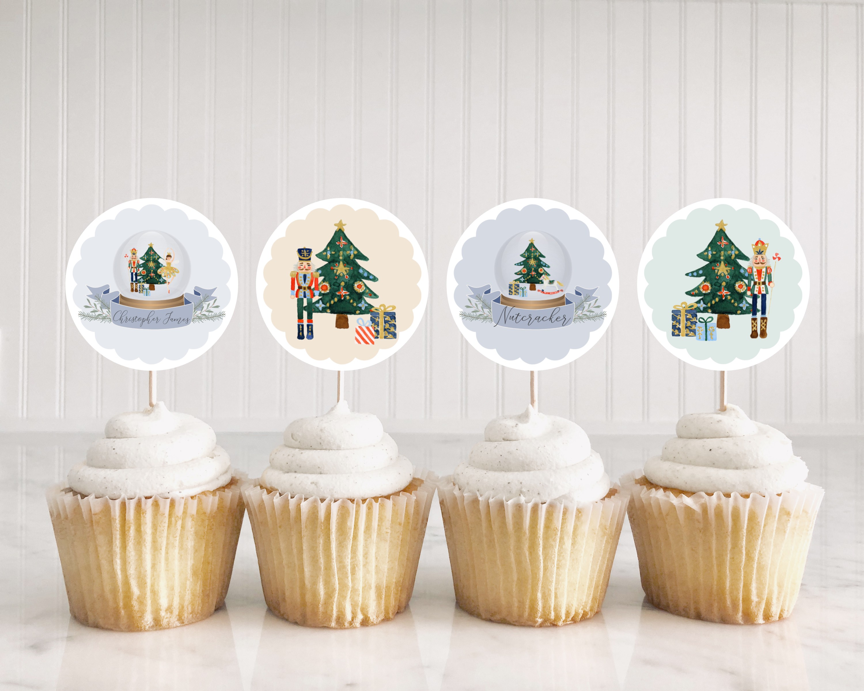 blue nutcracker - cupcake toppers design preview