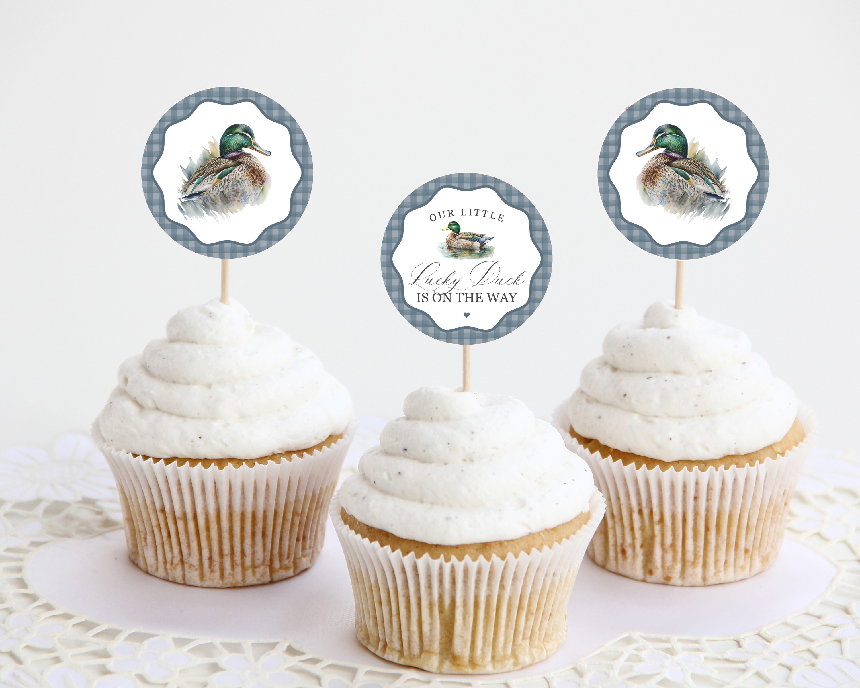 mallard - baby shower cupcake toppers design preview