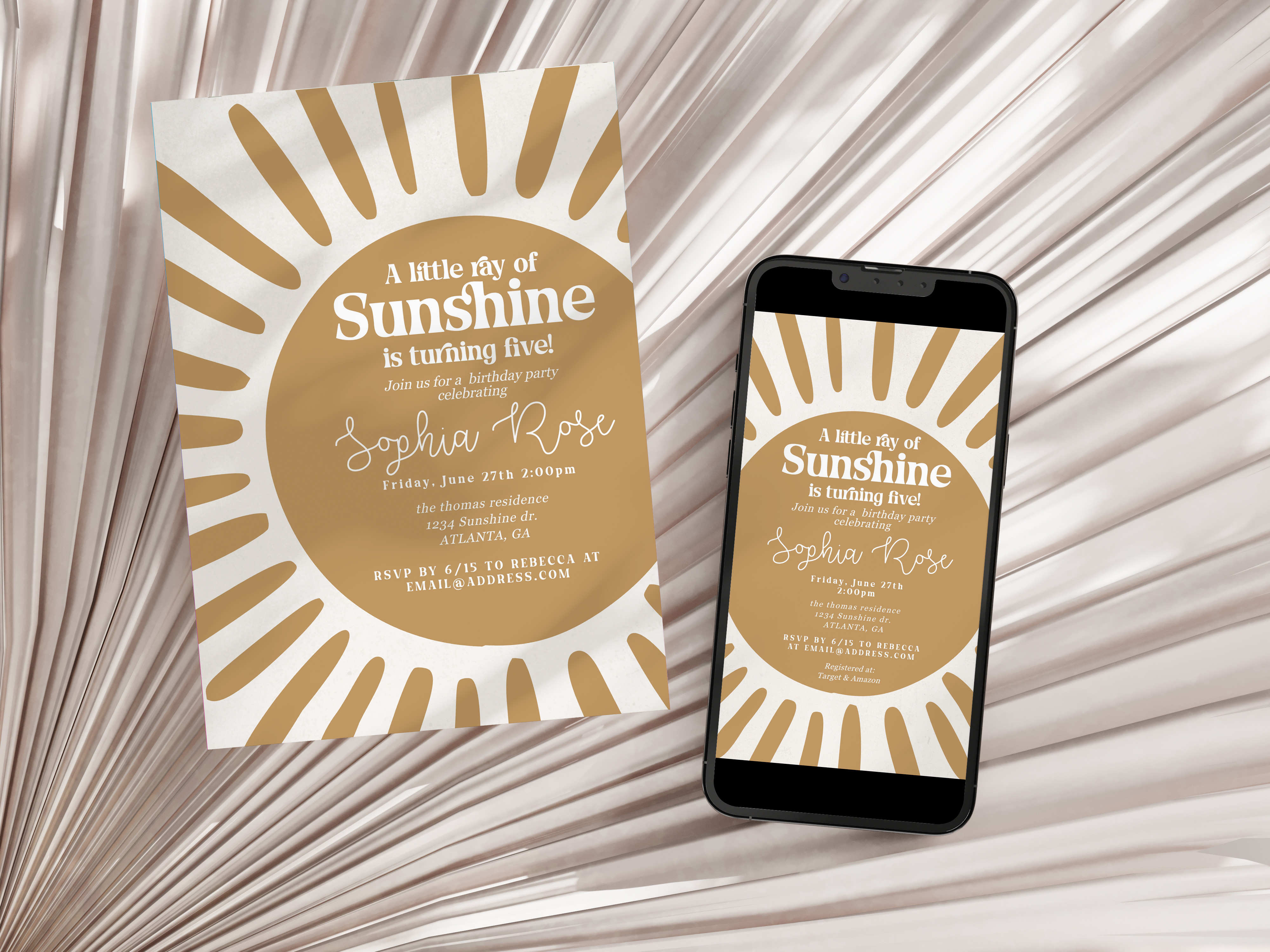 sunshine - birthday invite design preview
