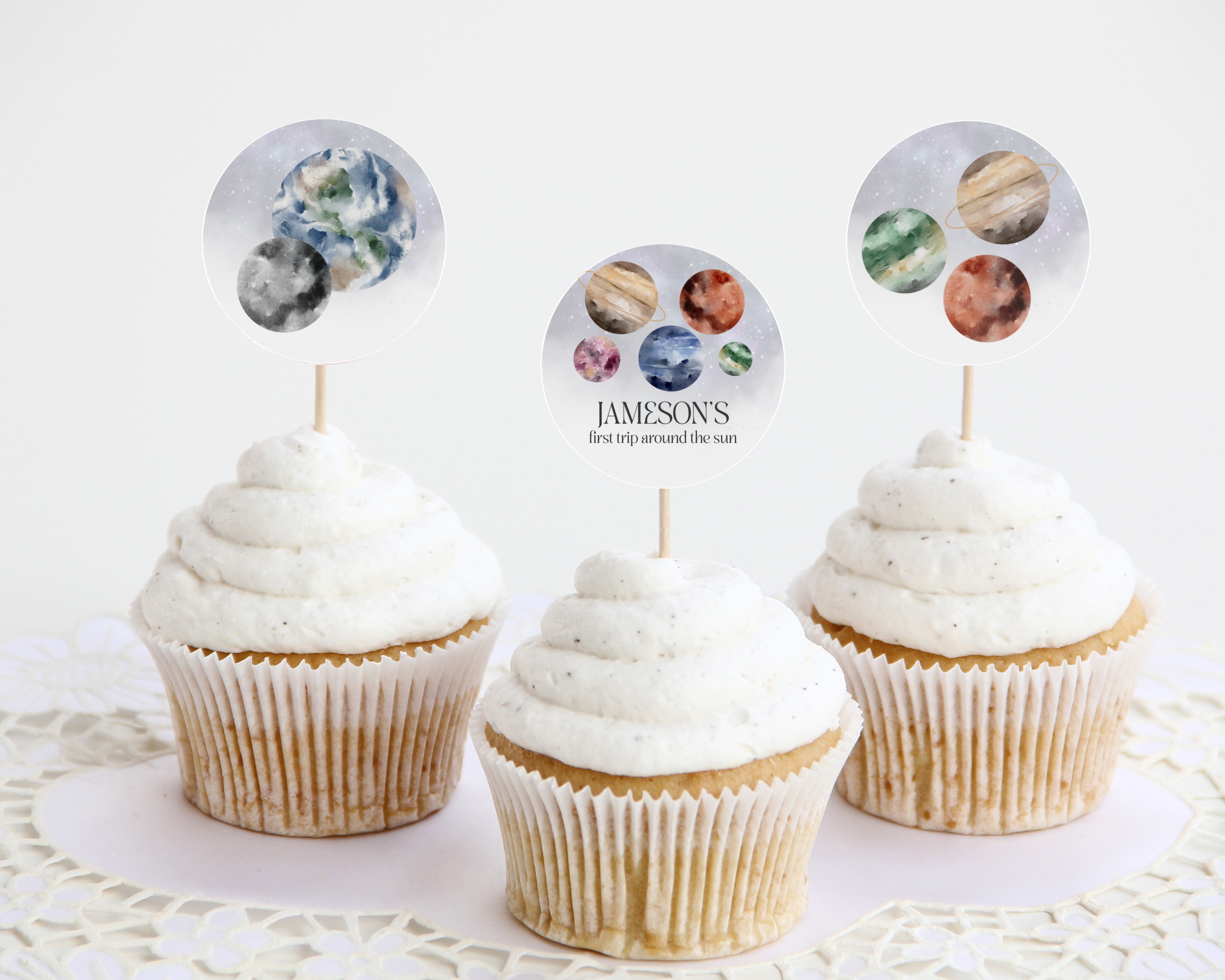 outer space -cupcake toppers design preview