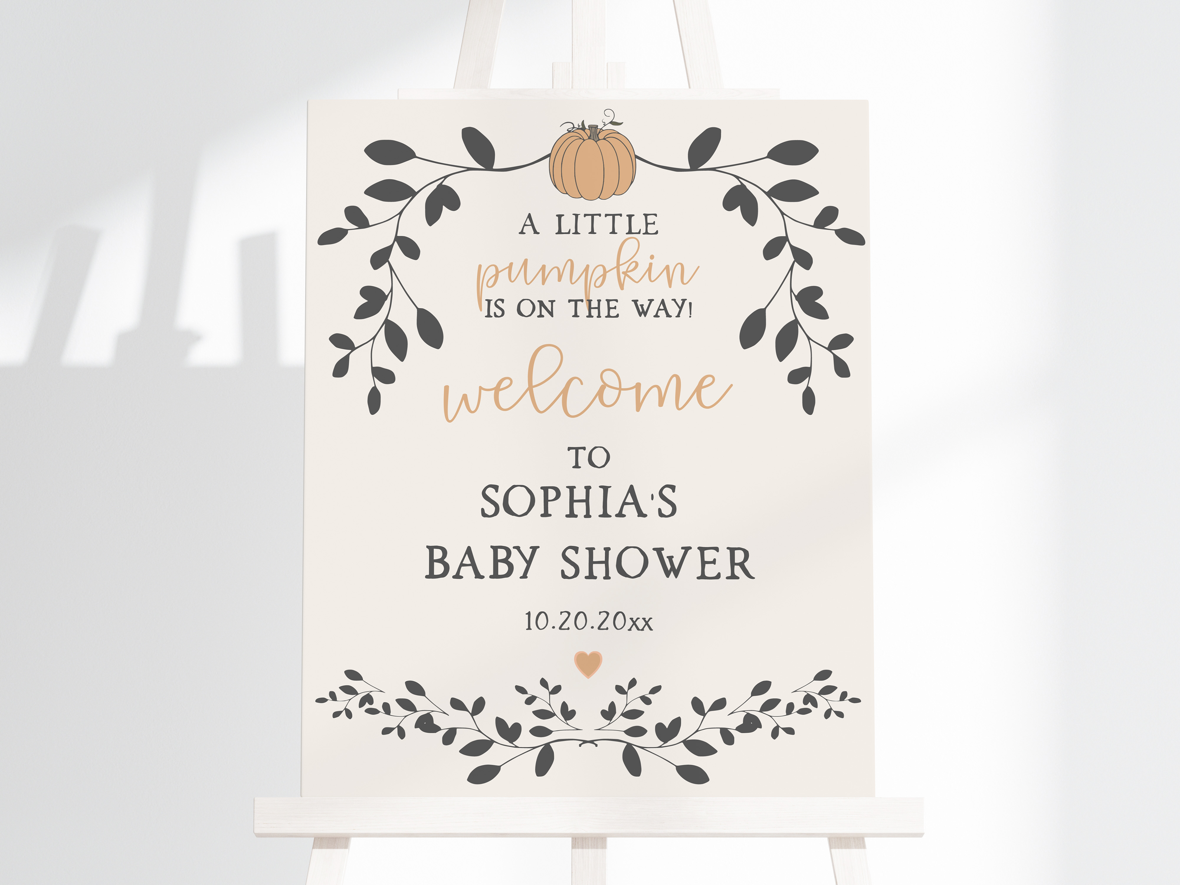 little pumpkin - baby shower welcome sign design preview