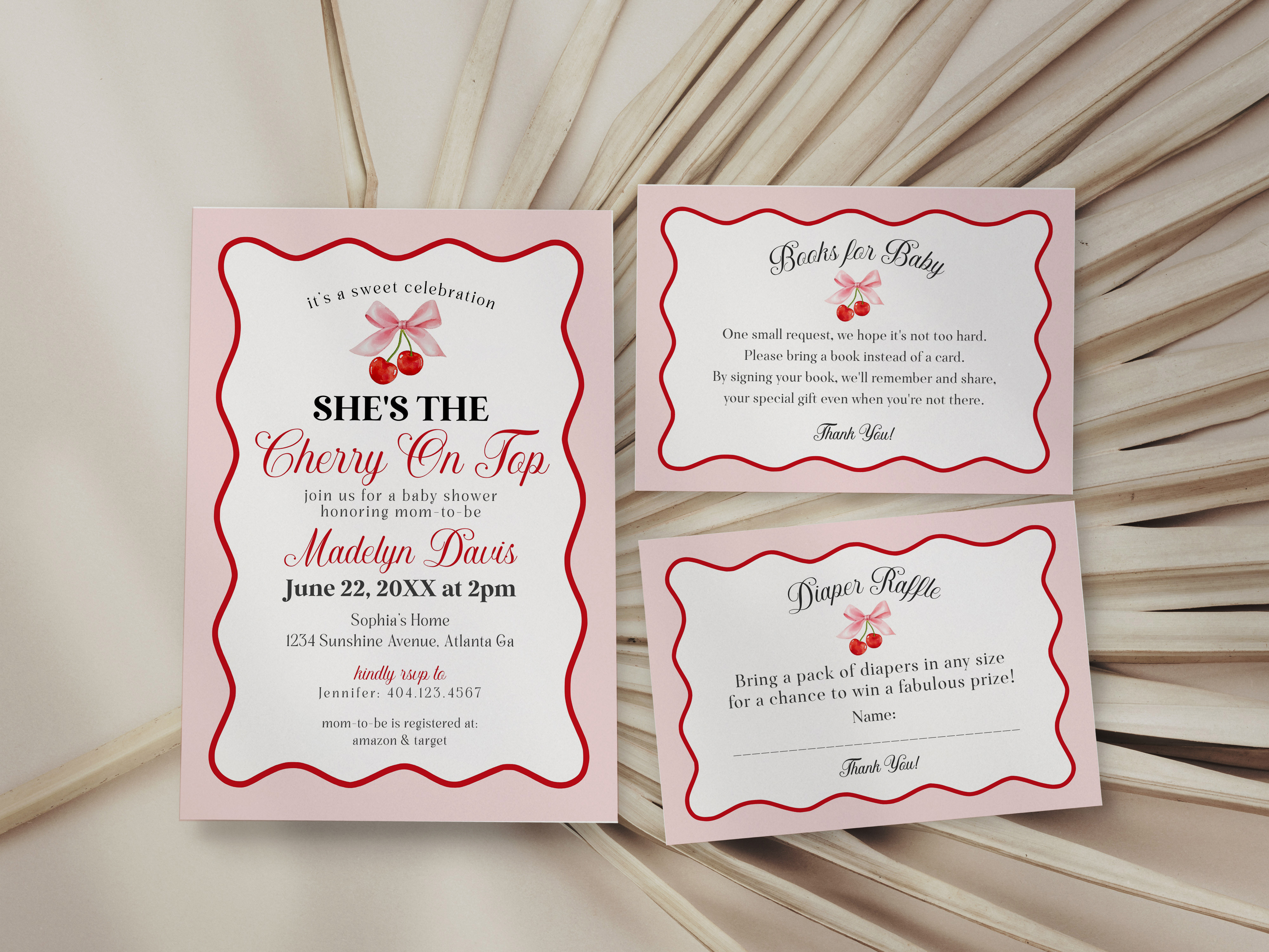 cherry - baby shower invite design preview