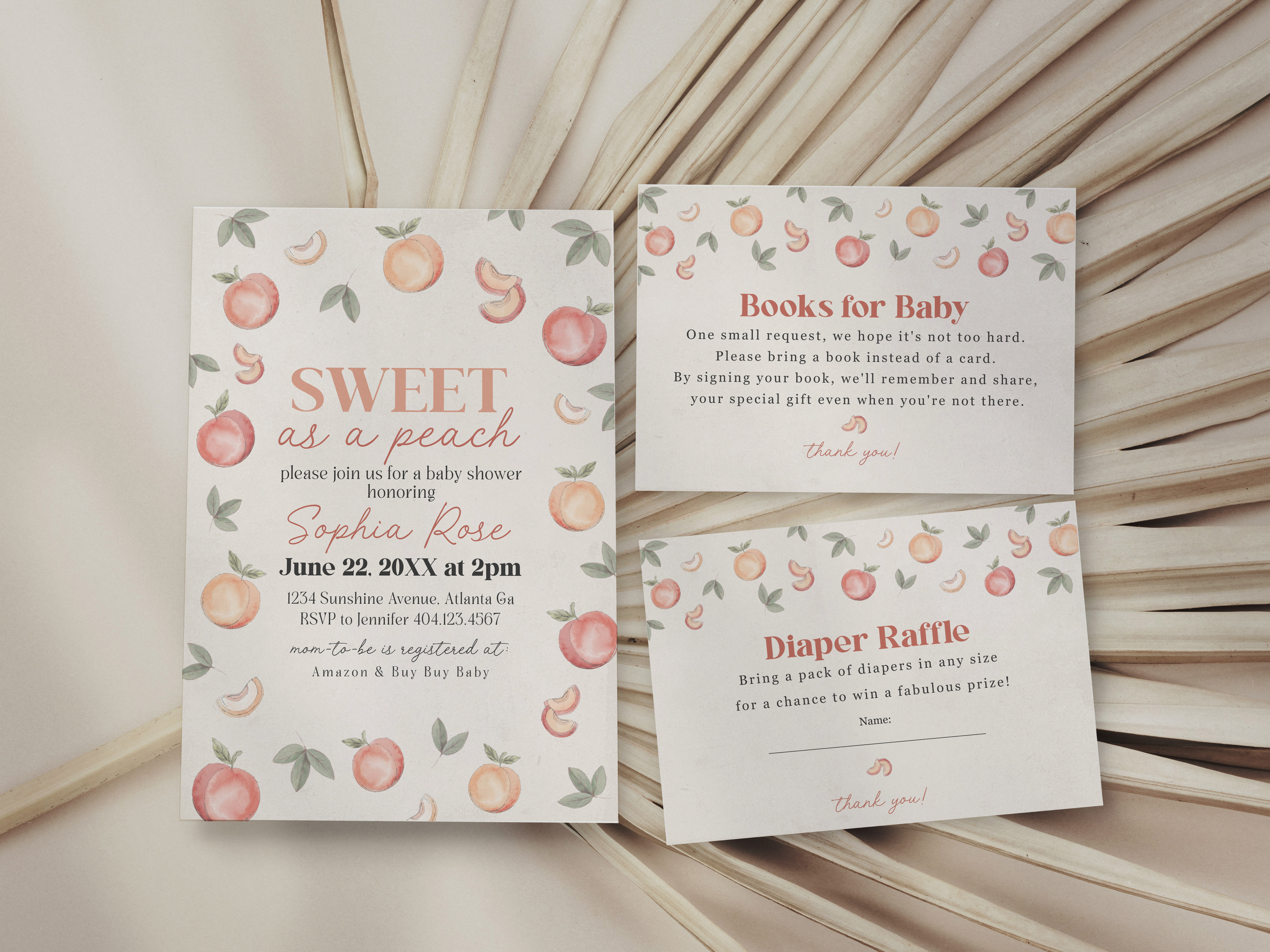 peach - baby shower invite design preview